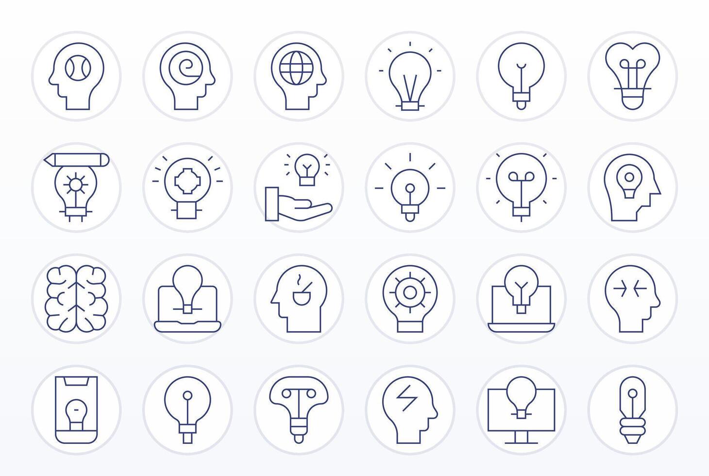 Thinking 64x64 Icon Pack with 24 Thin Line Pixel Optimized Elements vector
