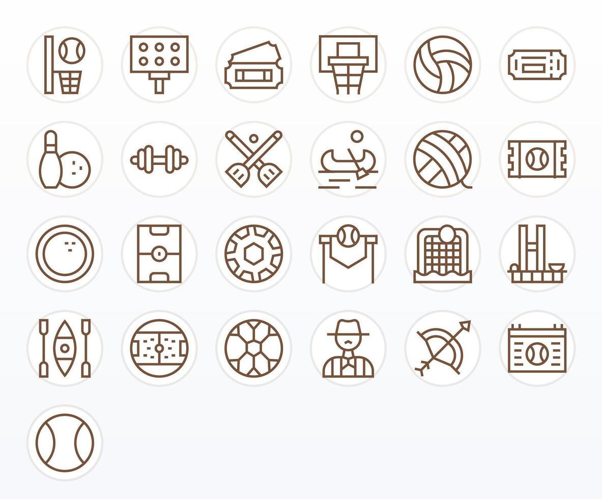 25 Regular Line Pixel Optimized 256x256 Icons from Sporting Suite vector