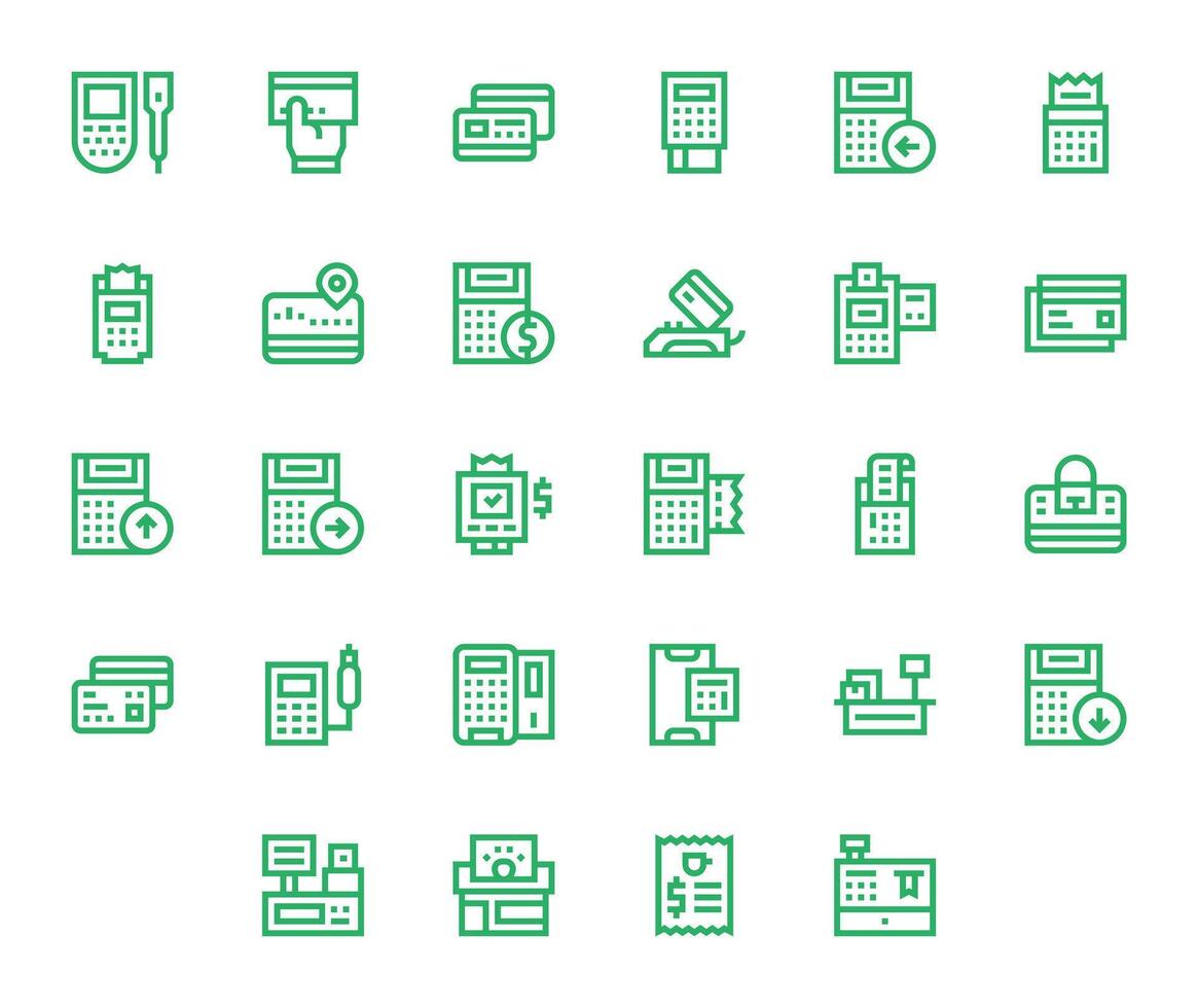 28 Bold Line Icons for Pos in crisp 256x256 Pixel Optimized resolution vector