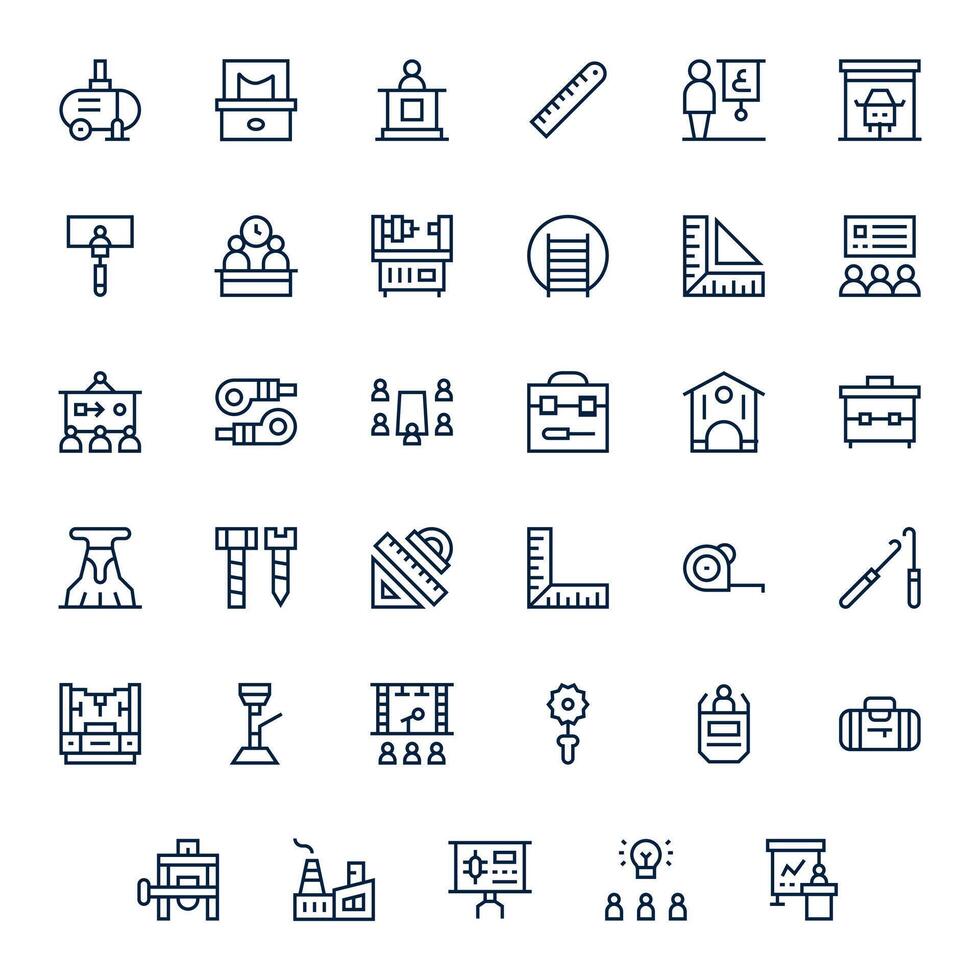 35 Regular Line Icons from Workshop in 128x128 Pixel Aligned Quality vector