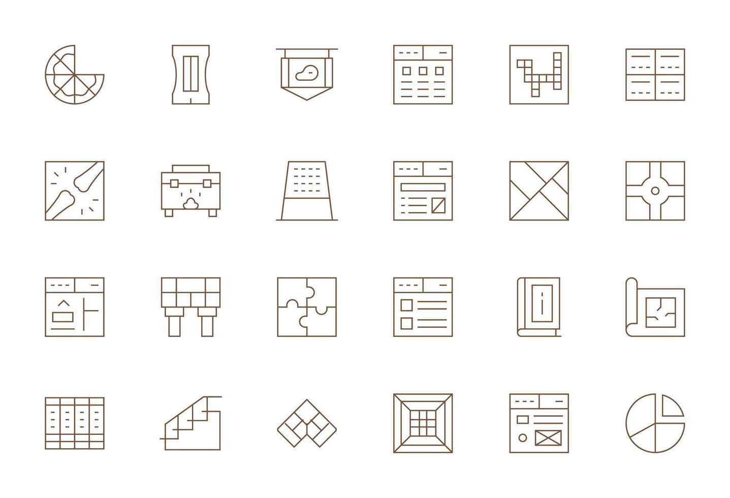24 Thin Line Icons from Section in 256x256 Display Perfect Quality vector