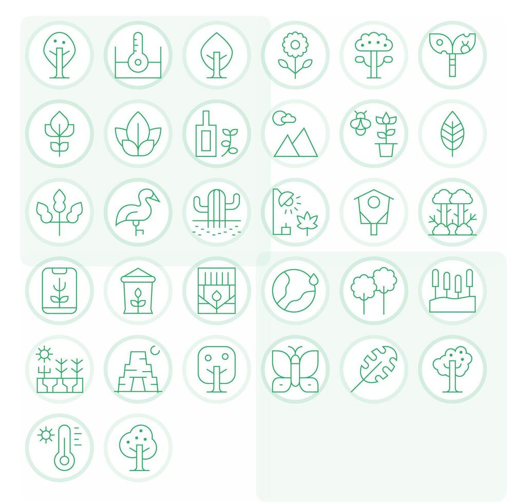 32 Thin Line Pixel Aligned 128x128 Icons from Environment Suite vector