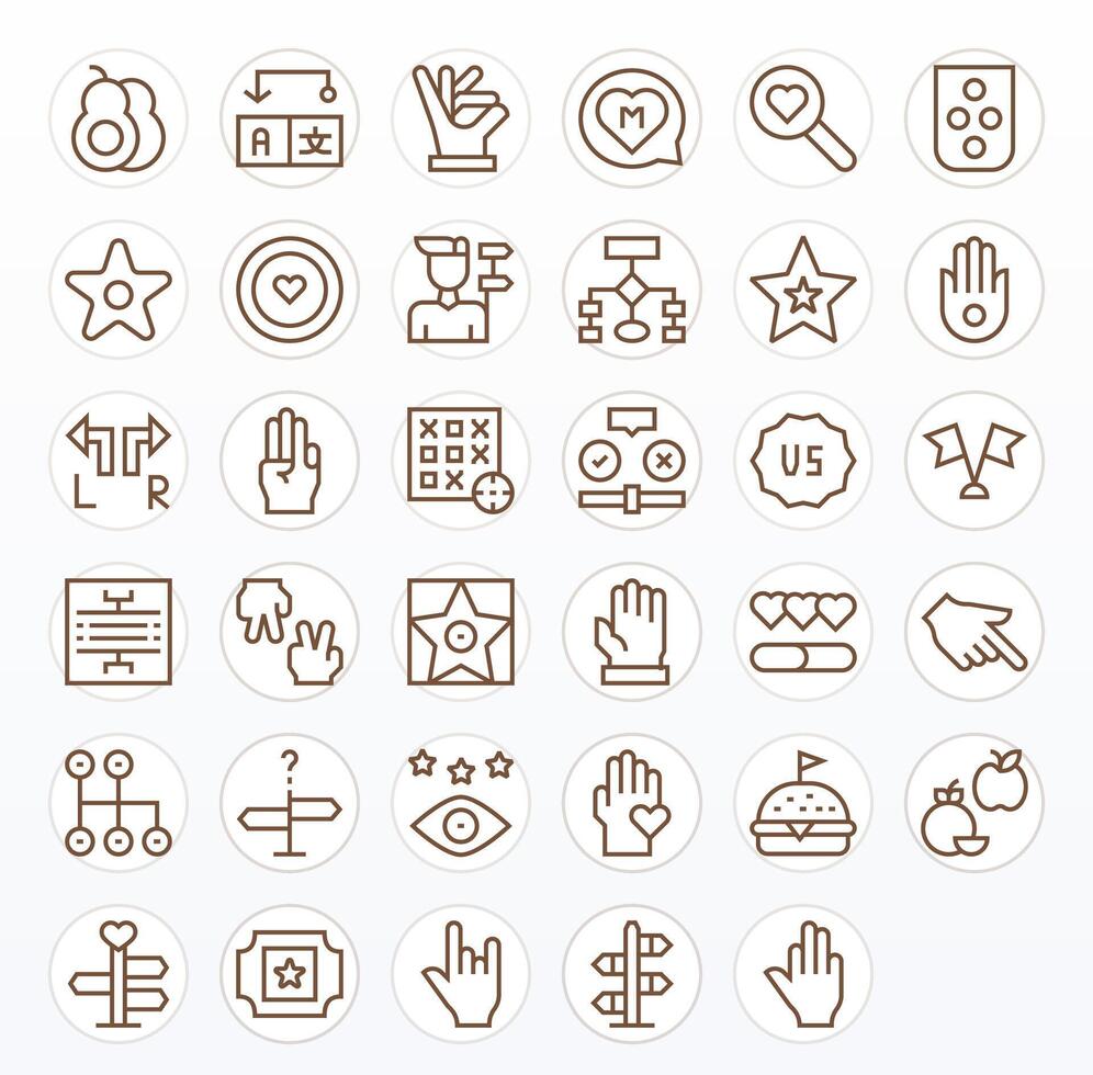 Choice featuring 35 High Resolution Icons in Regular Line Design vector