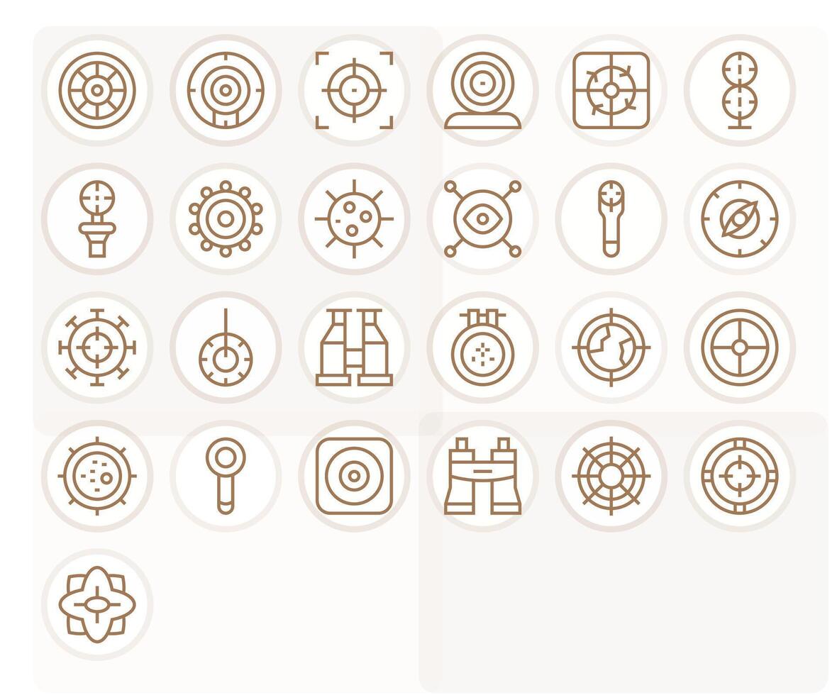 Scope Scalable Set featuring 25 Display Perfect Regular Line 256x256 Icons vector