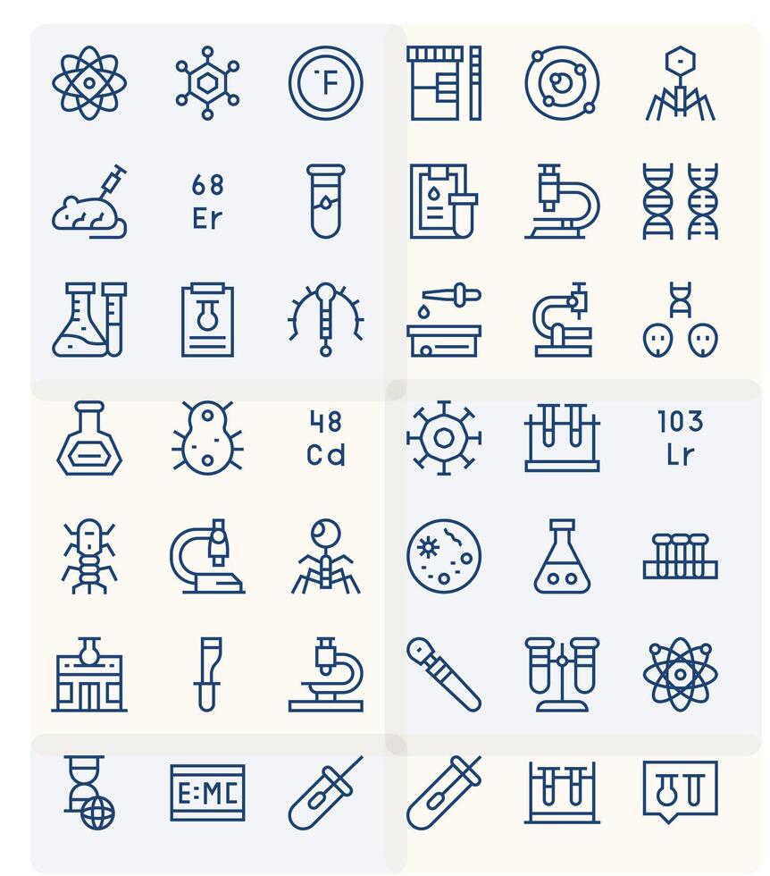 42 regular línea píxel optimizado alto resolución íconos desde científico suite vector