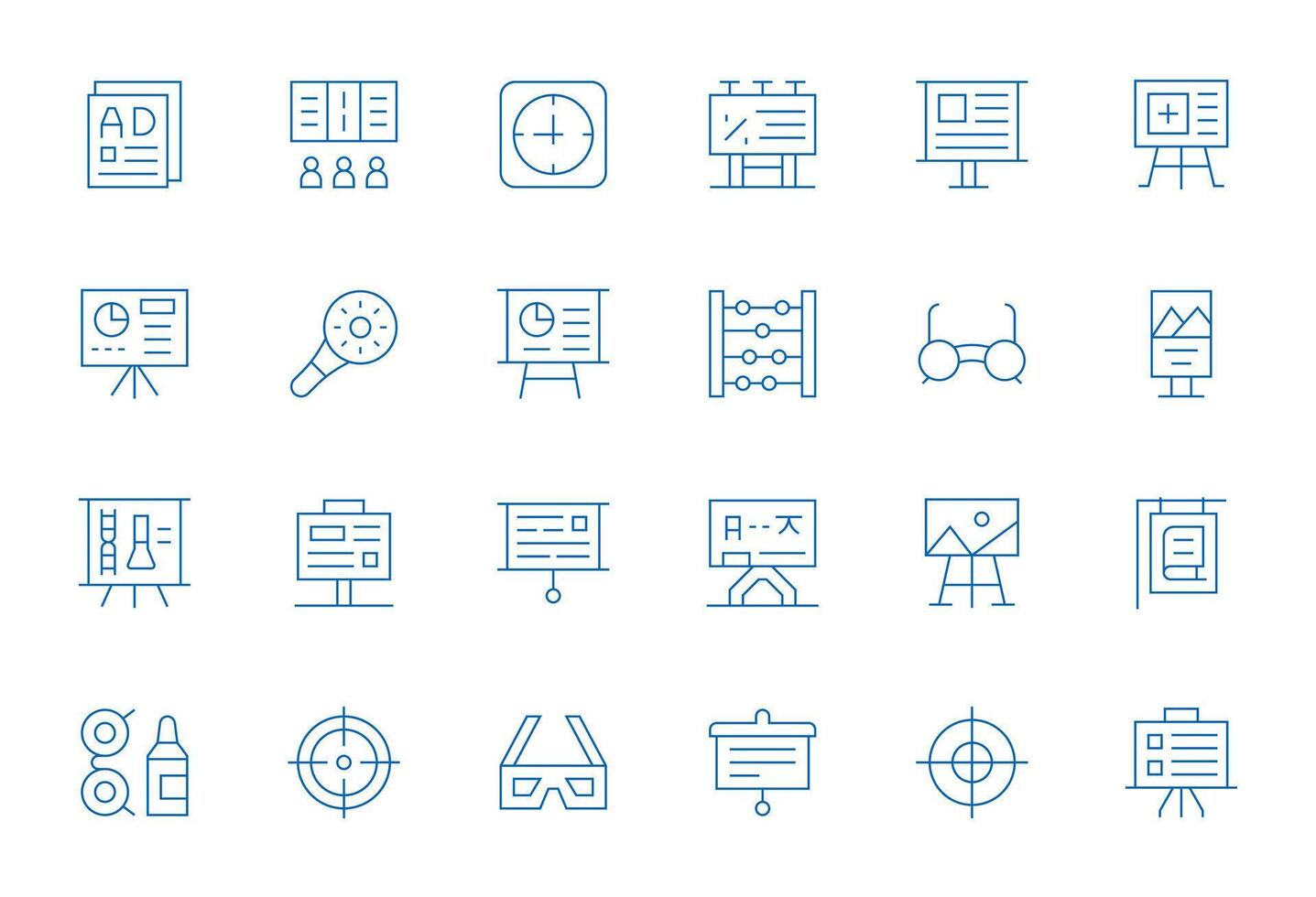 24 Visual Aid Pixel Optimized Icons in High Resolution Thin Line Aesthetic vector