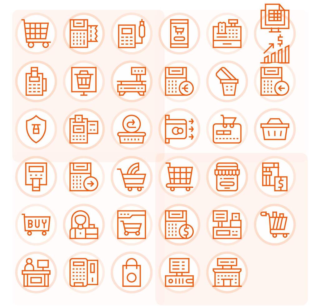 35 256x256 Icons for Checkout in Pixel Optimized Regular Line Format vector