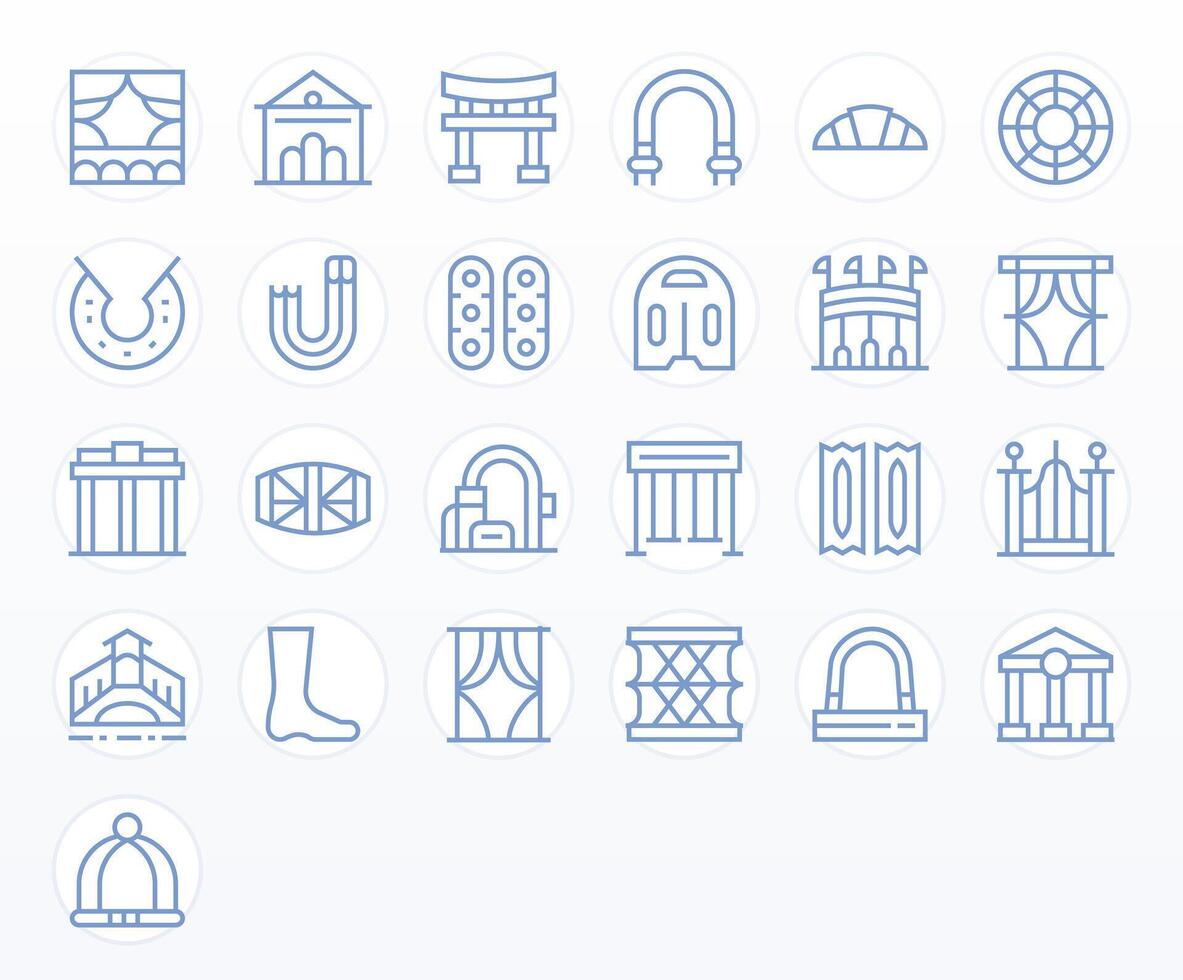 25 Regular Line Pixel Optimized Icons crafted for Arch 256x256 applications vector