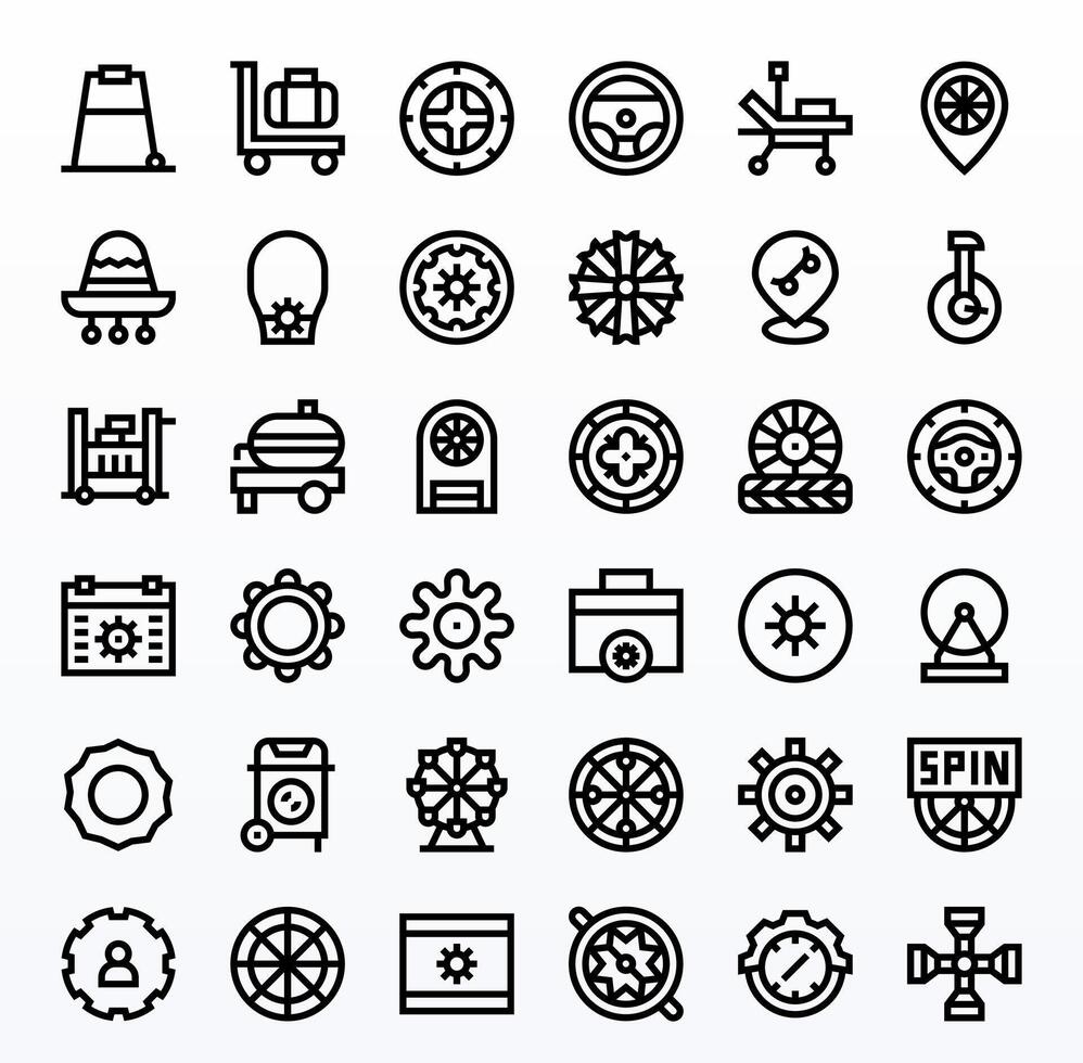 Wheel Icon Repository containing 36 Bold Line High Resolution Pixel Aligned graphics vector