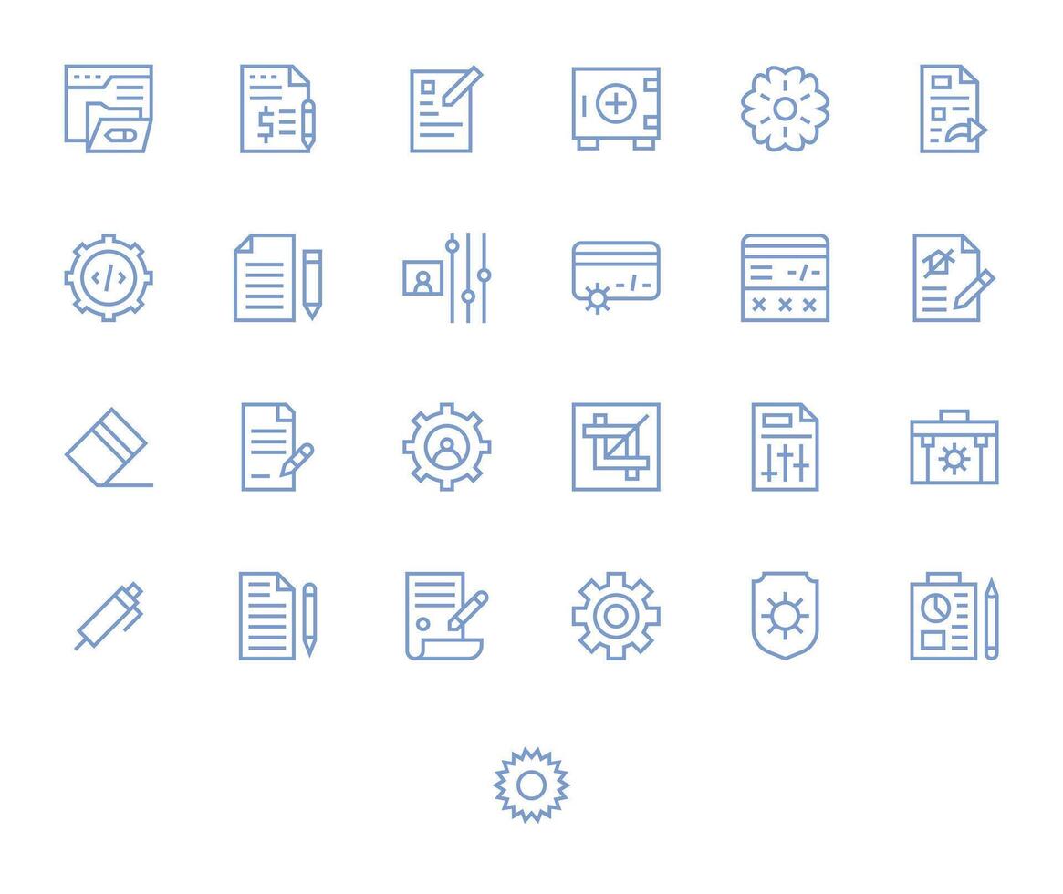 25 Pixel Aligned Icons themed around Modify in 64x64 Regular Line format vector