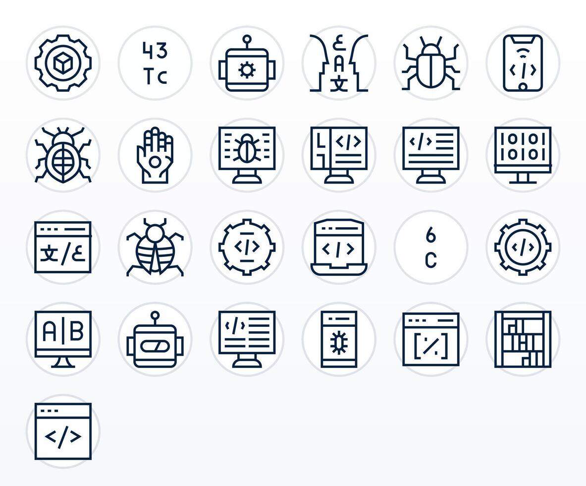 Programming including 25 256x256 Regular Line Illustrations vector