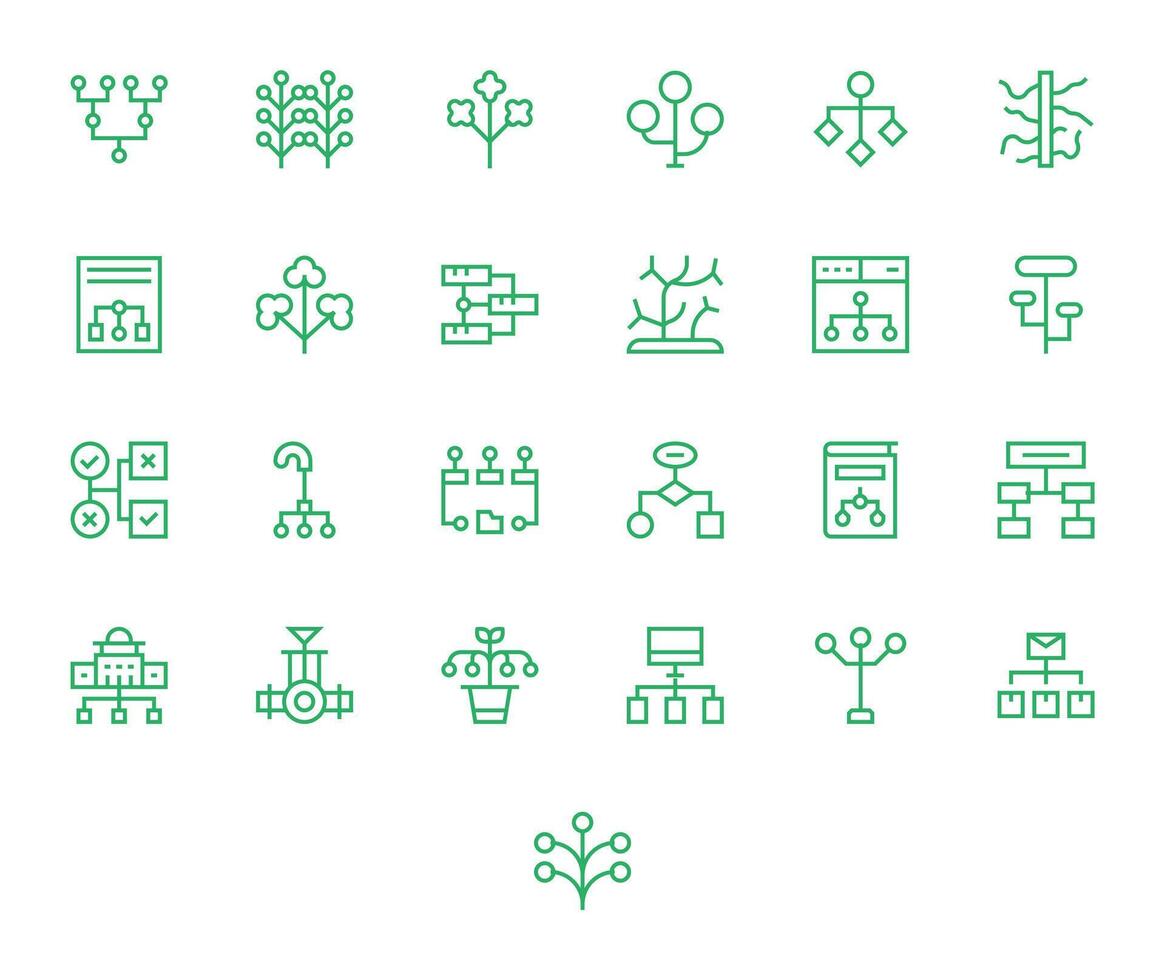 Branching 256x256 Icon Pack with 25 Regular Line Editable Elements vector