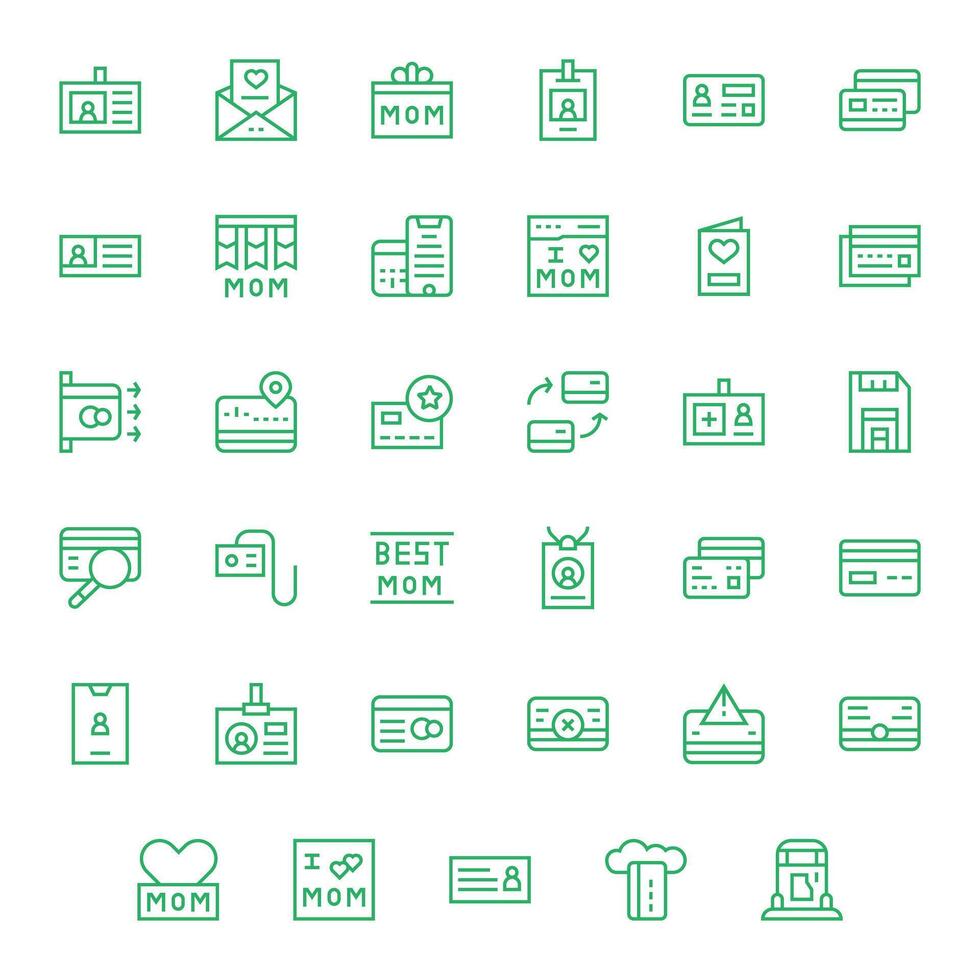35 Regular Line Pixel Optimized Icons tailored for Card 64x64 interface vector