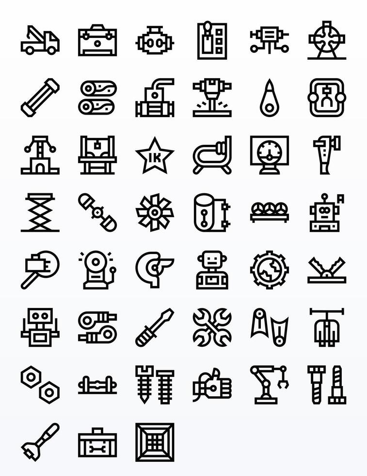 45 Retina Ready Bold Line Icons optimized for Mechanical Grid Fitted display vector