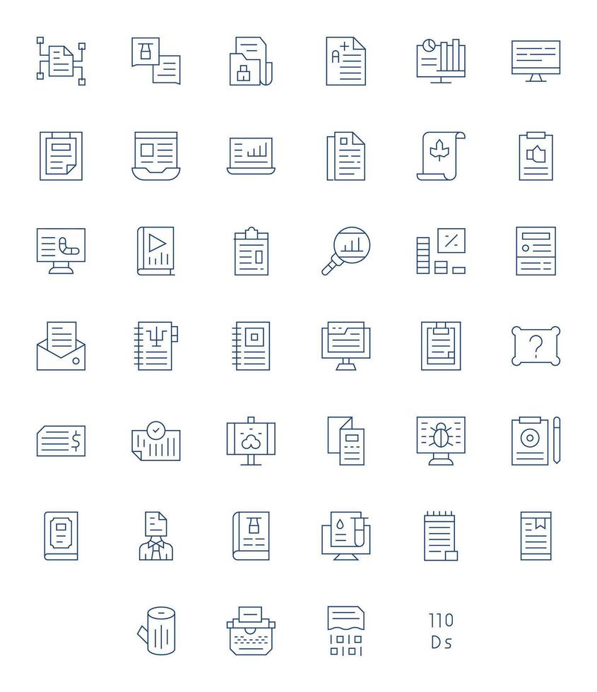 40 PIXEL Perfect Icons themed around Report in High Resolution Thin Line format vector