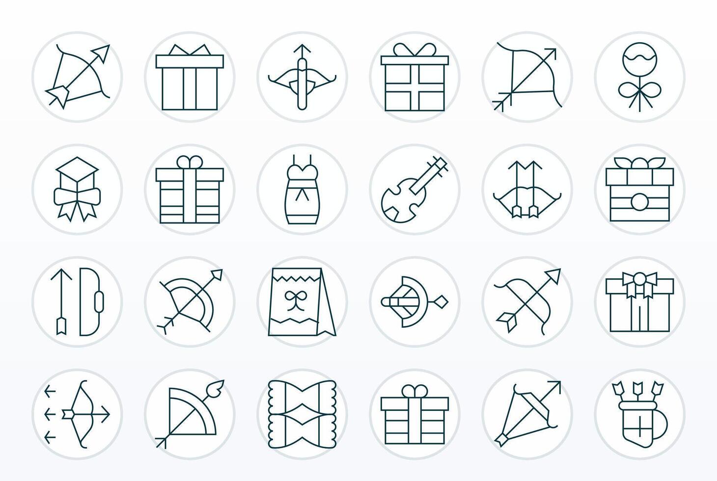 24 256x256 Pixel Optimized Icons for Bow in Thin Line Theme vector