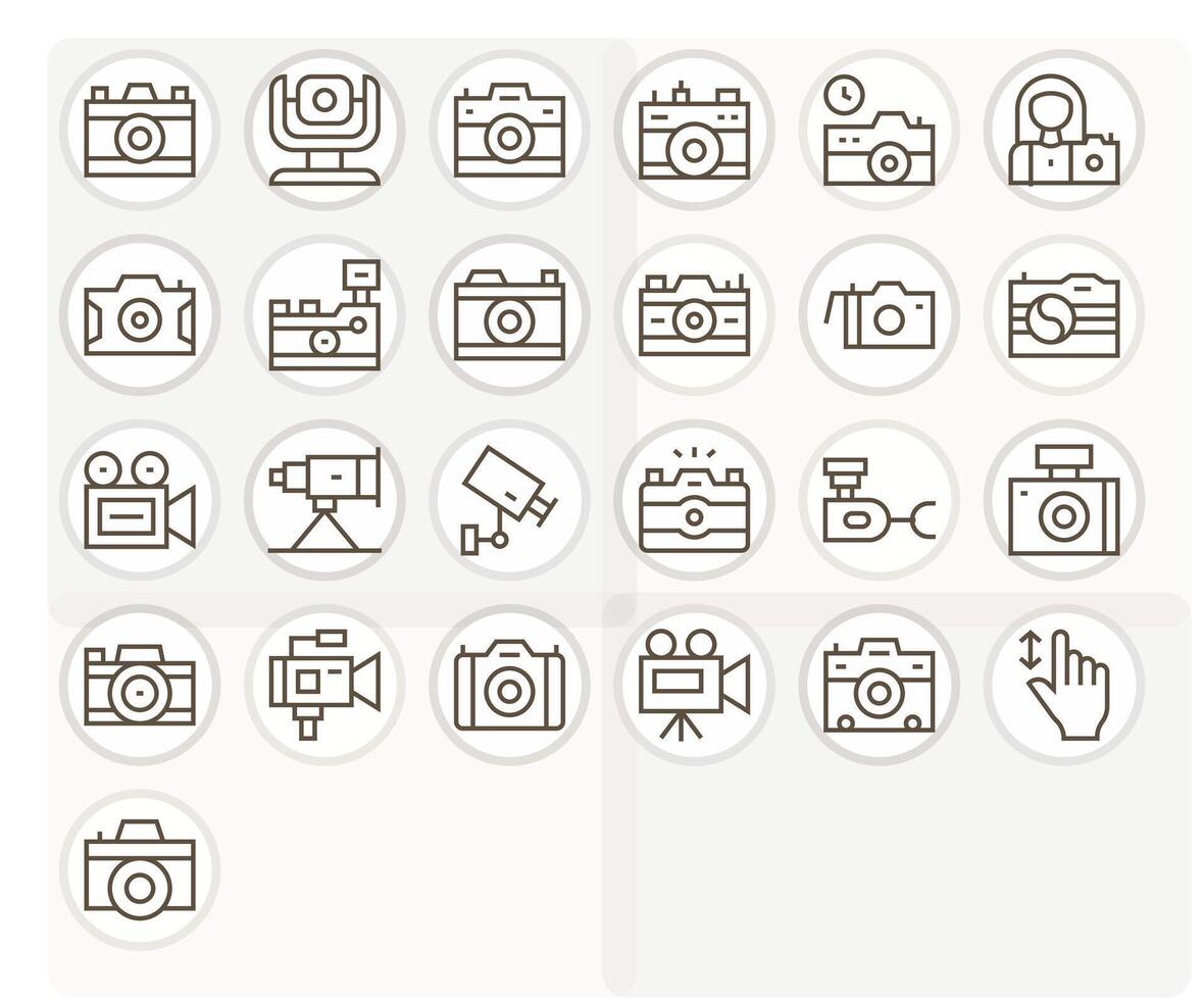 25 Pixel Aligned Regular Line Icons from Digital Camera Collection vector