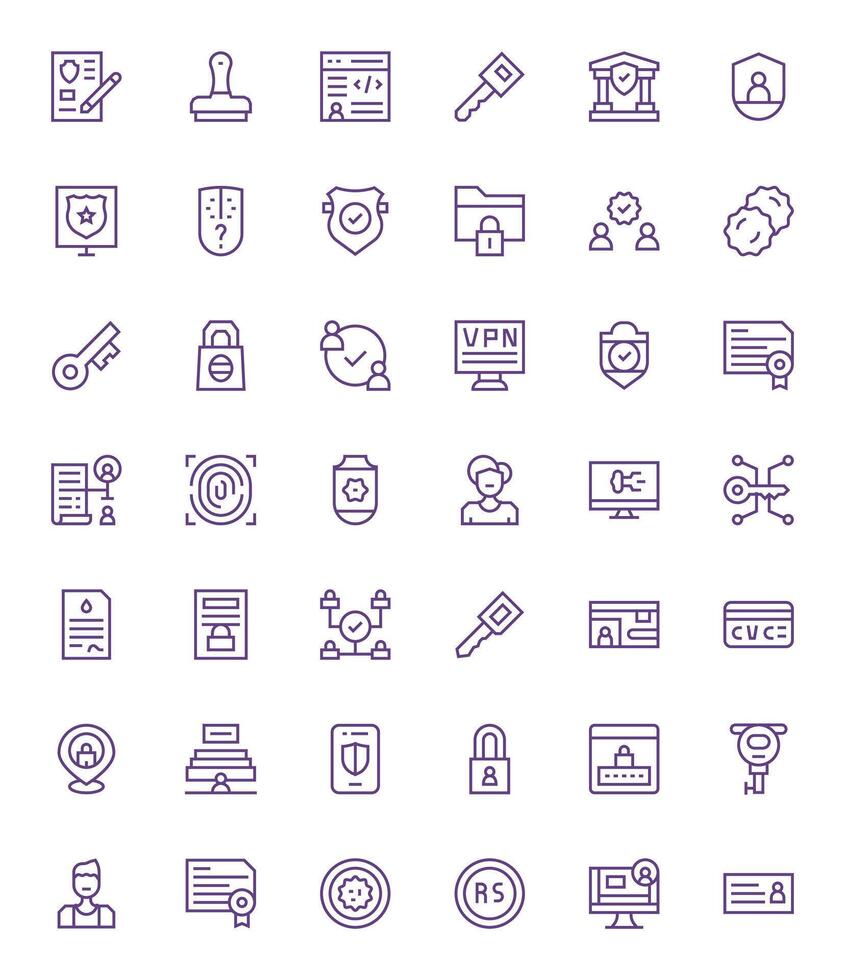 autenticación diseño íconos presentando 42 píxel alineado regular línea estilo vector