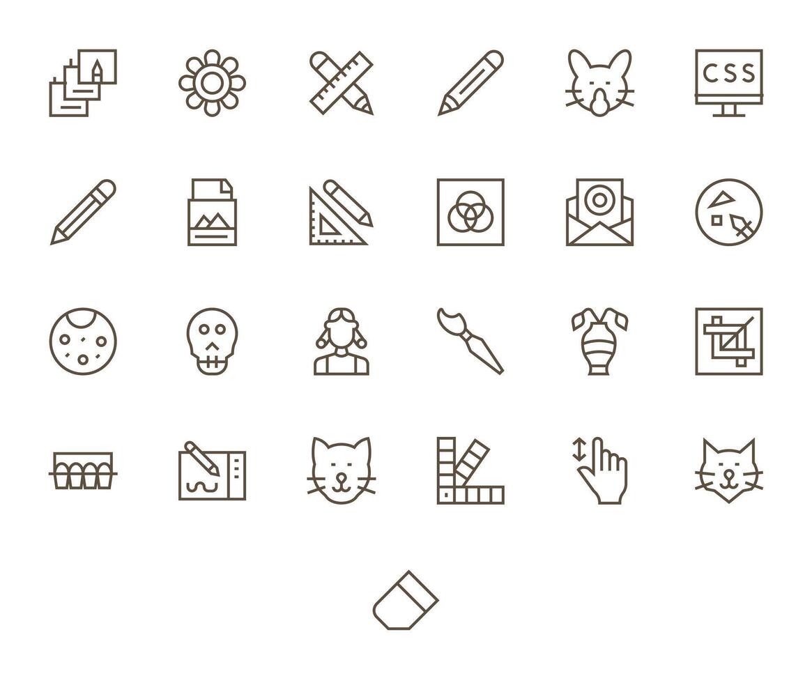 25 Icons for Graphic Design optimized in Grid Fitted 256x256 Regular Line resolution vector