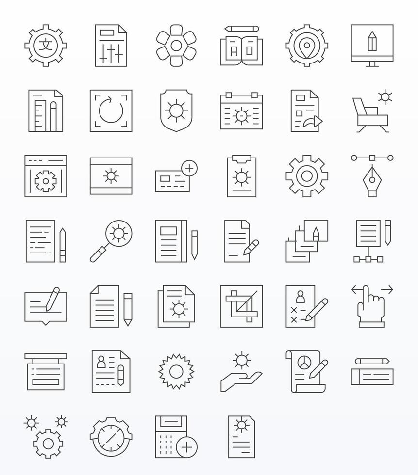 Modify Icon Toolkit featuring 40 Pixel Optimized 64x64 Thin Line elements vector