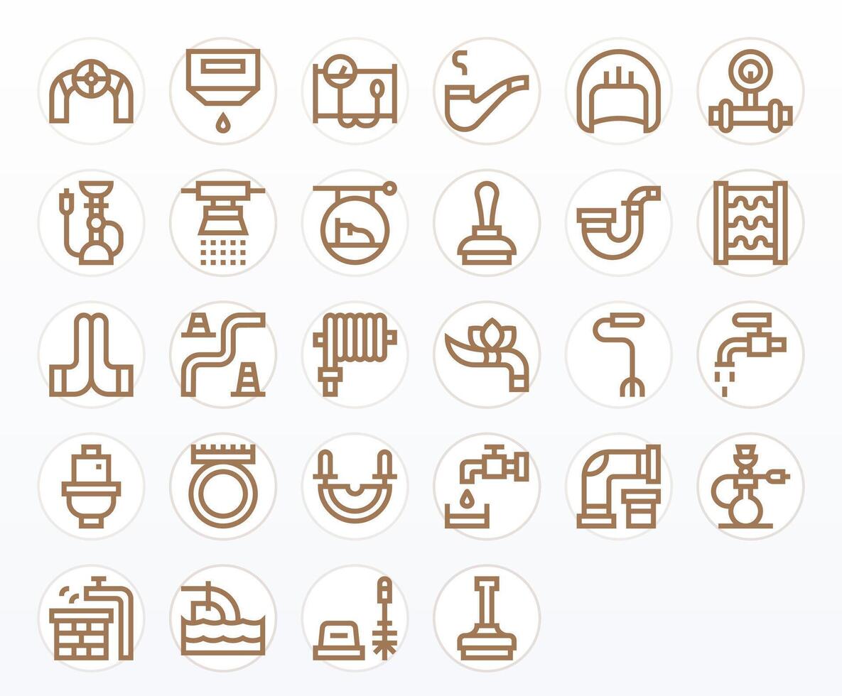 28 High Resolution Bold Line PIXEL Perfect Icons for Pipe Projects vector