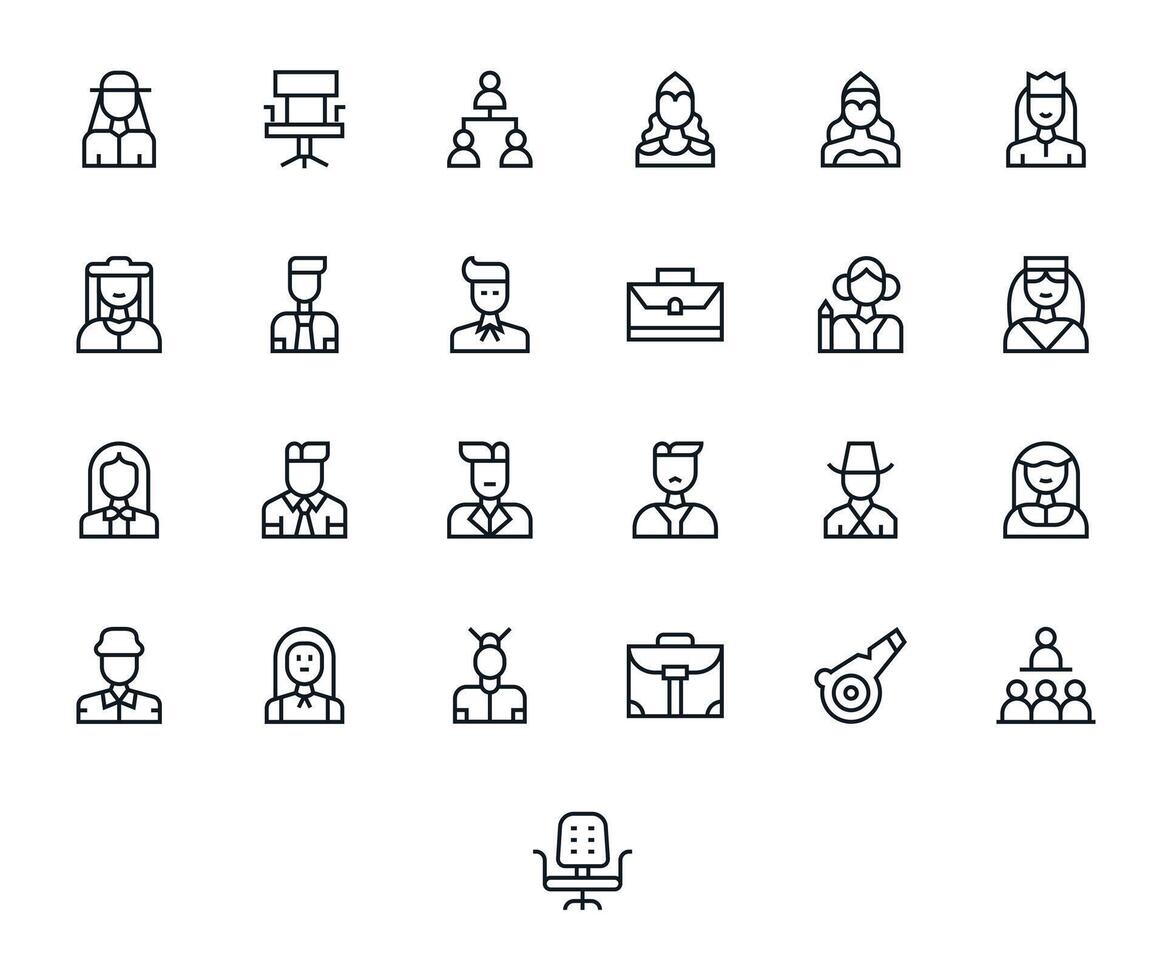 25 Pixel Optimized Icons themed around Executive in 128x128 Regular Line format vector