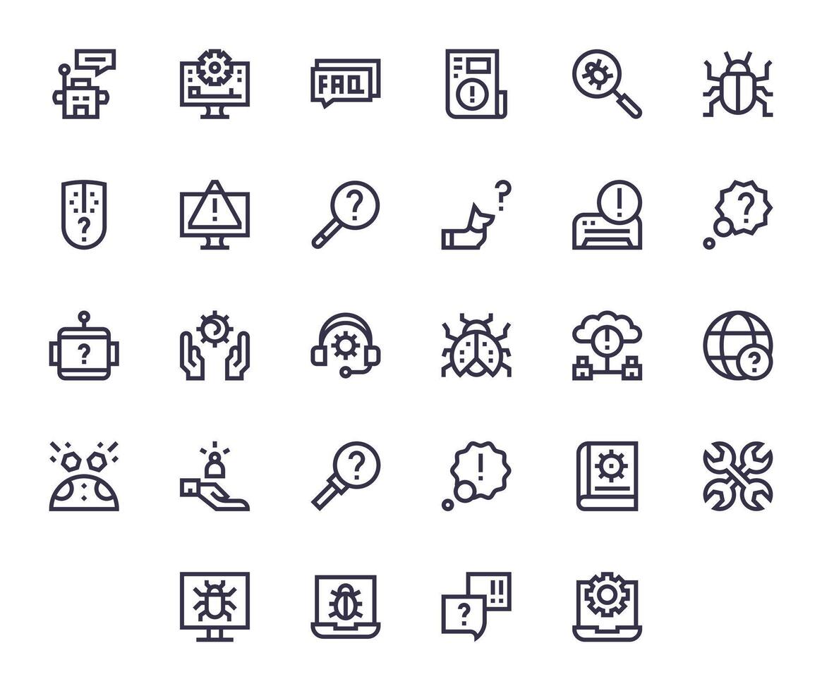 28 Bold Line Editable Icons tailored for Troubleshooting 256x256 interface vector
