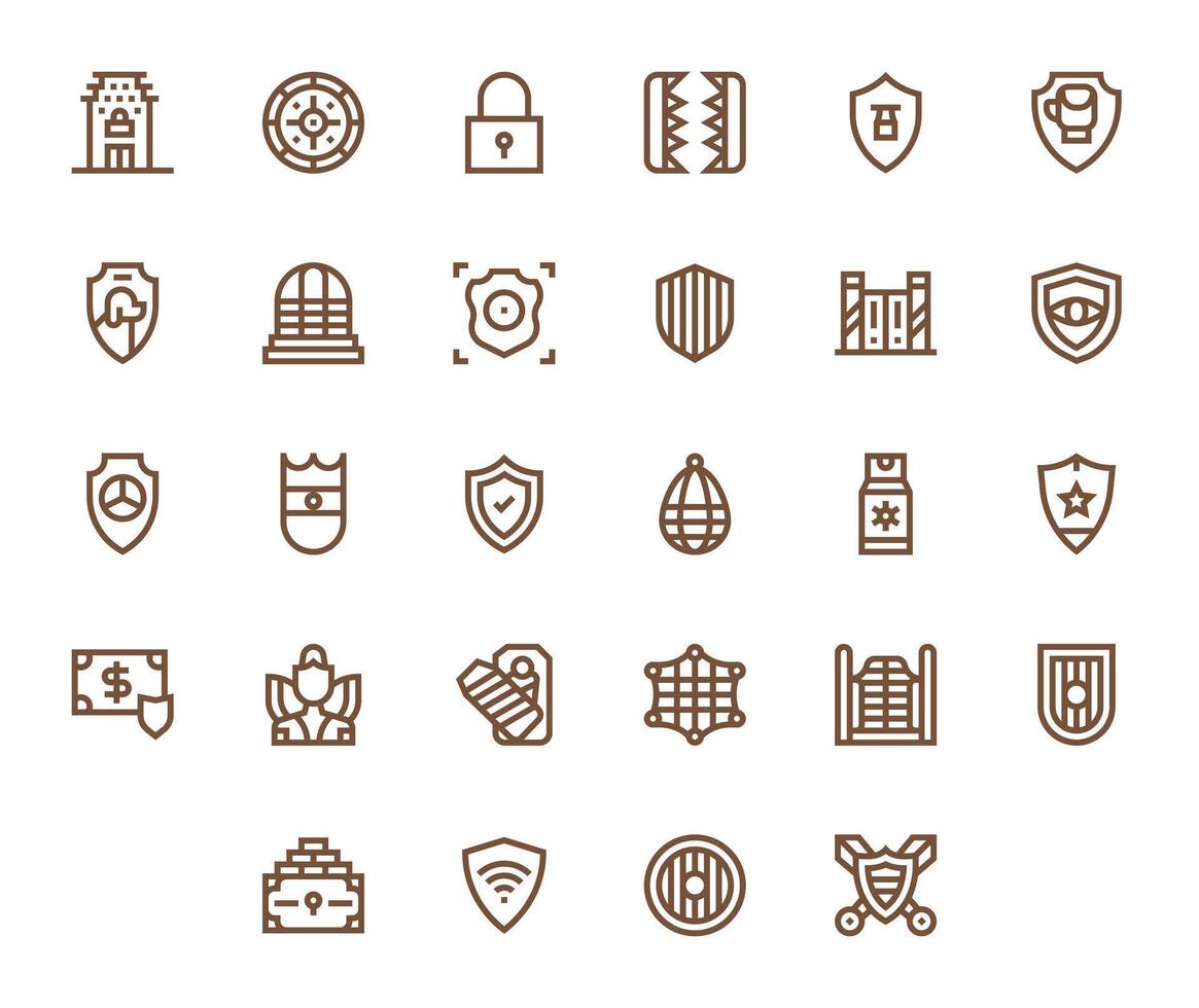 Guarded Icon Toolkit featuring 28 Grid Fitted High Resolution Bold Line elements vector