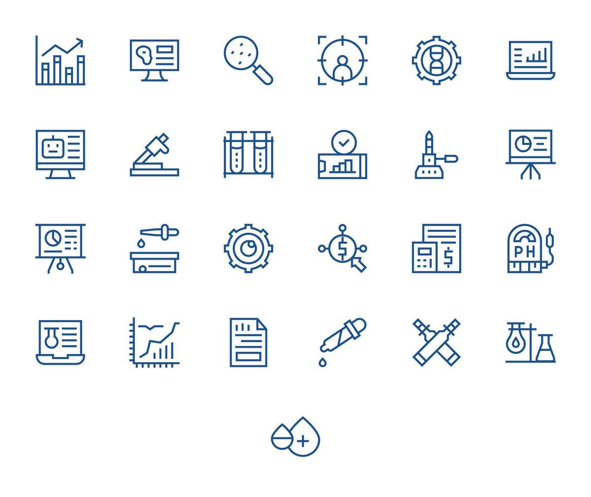 25 Regular Line Pixel Aligned Icons tailored for Analysis 128x128 interface vector