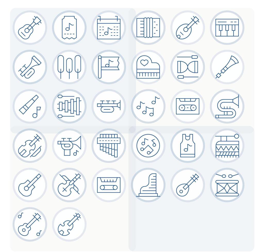 Melody Complete Package with 32 128x128 Thin Line Pixel Optimized Icons vector