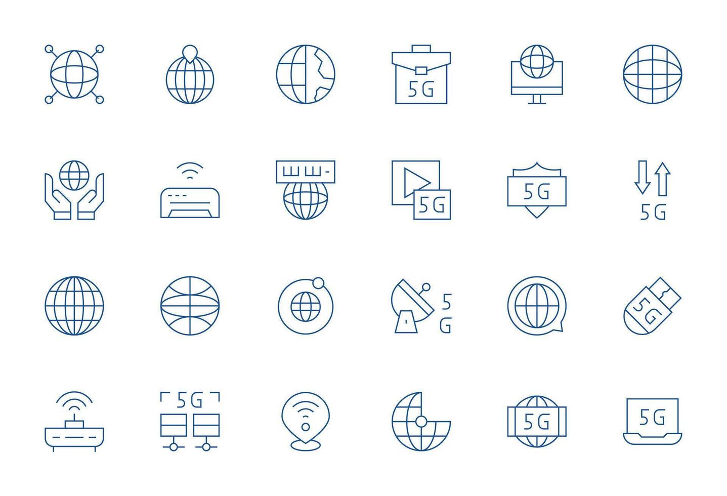 Internet Access Professional Set with 24 Thin Line Display Perfect 256x256 Icons vector