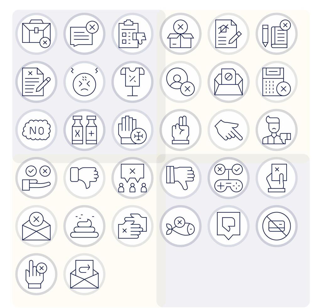 Thin Line Pixel Optimized Icons from Reject Set with 32 Retina Ready Icons vector