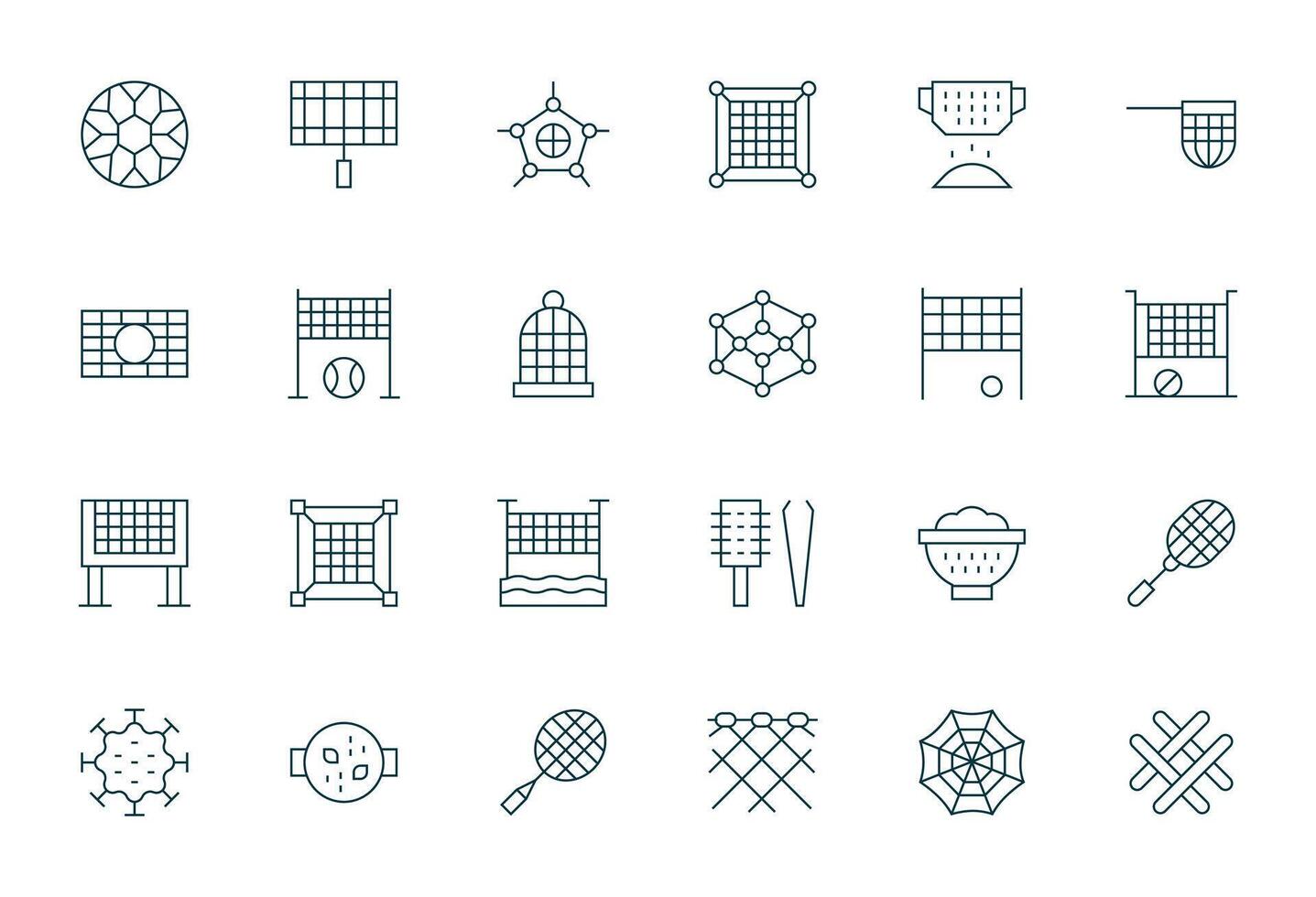 24 Thin Line Pixel Optimized Designs for Mesh High Resolution Icons vector