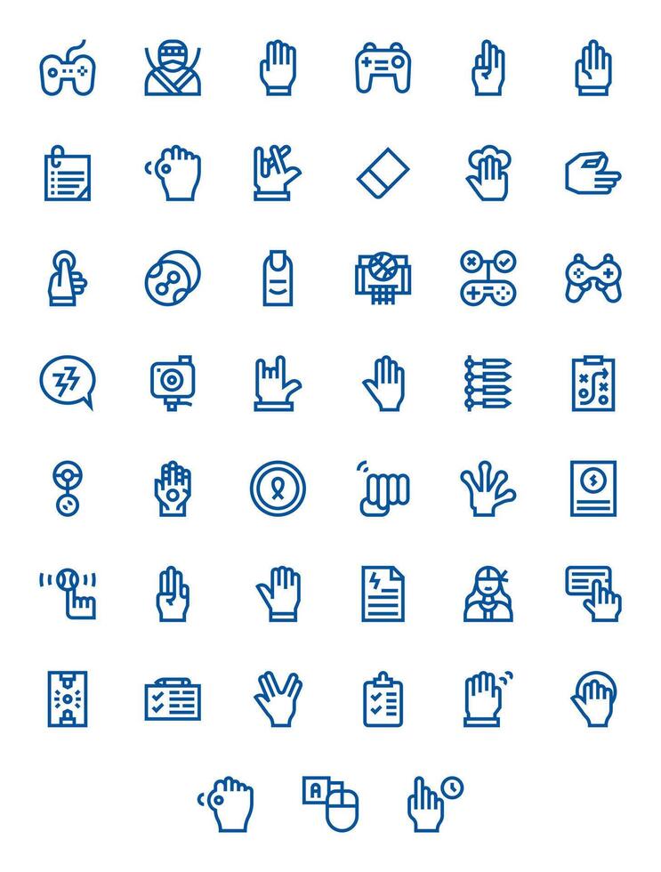 45 Bold Line Grid Fitted Icons for Action Graphics vector