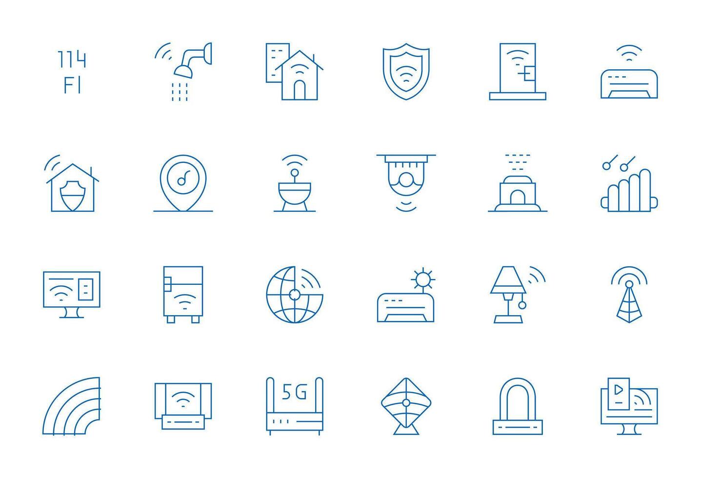 24 High Resolution Thin Line Icons for Wifi with Display Perfect precision vector