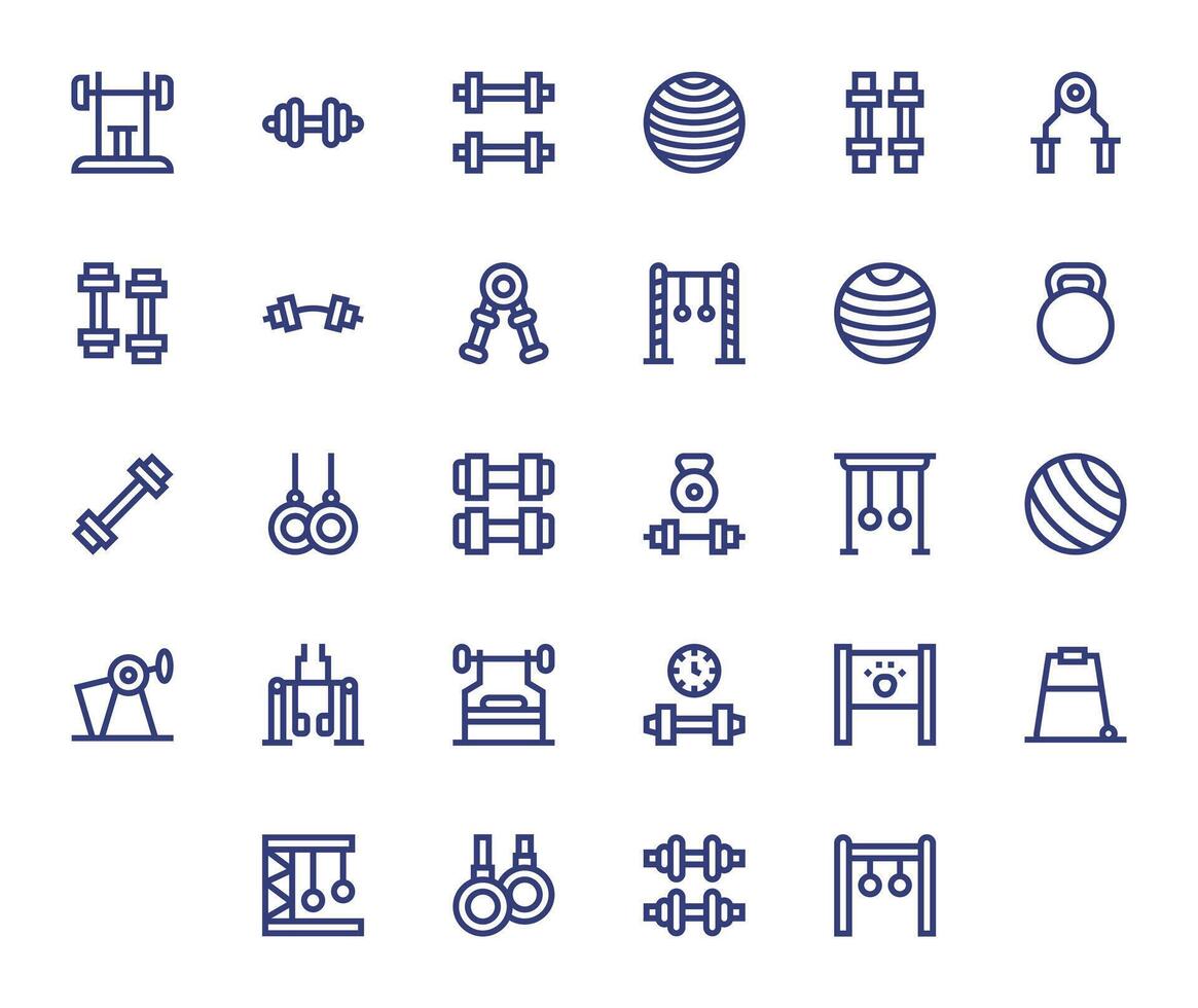 Strength Training Icon Set with 28 Bold Line 256x256 Display Perfect Graphics vector