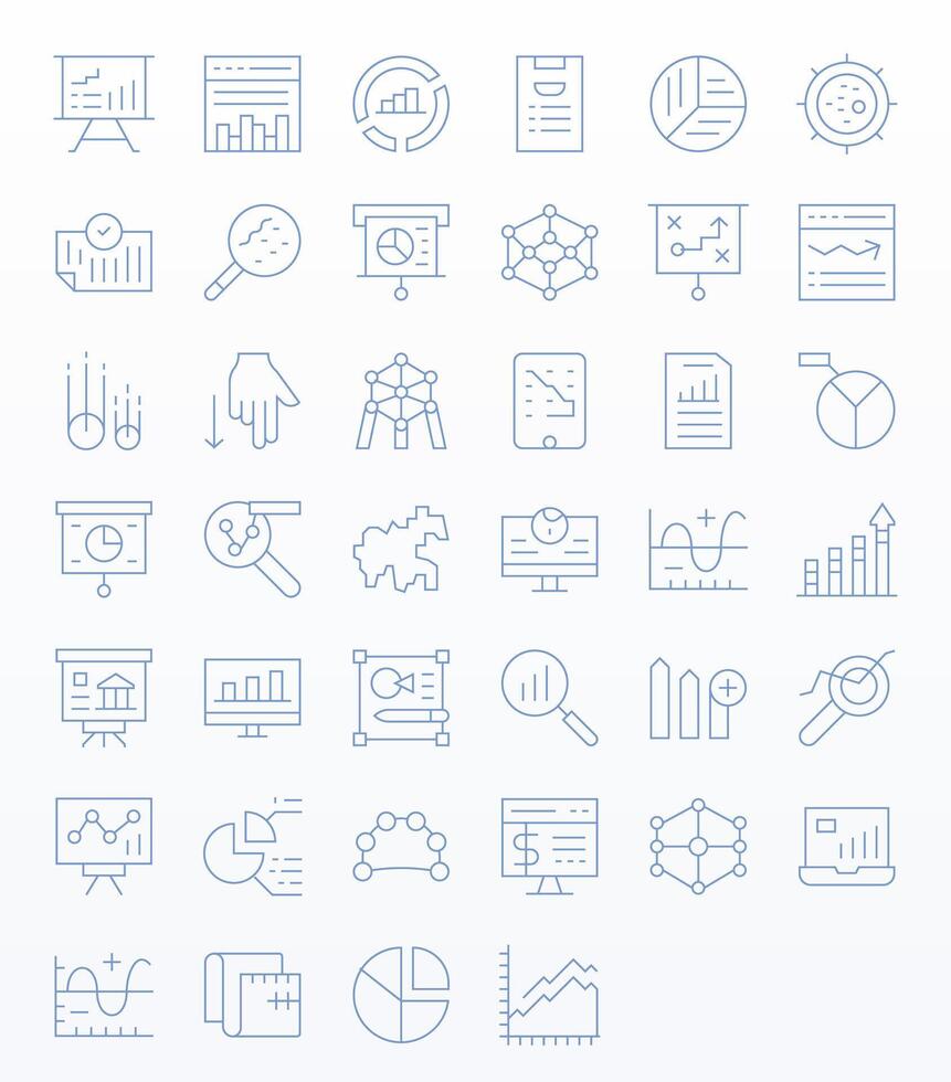 40 Icons for Graph optimized in Detail Enhanced 128x128 Thin Line resolution vector