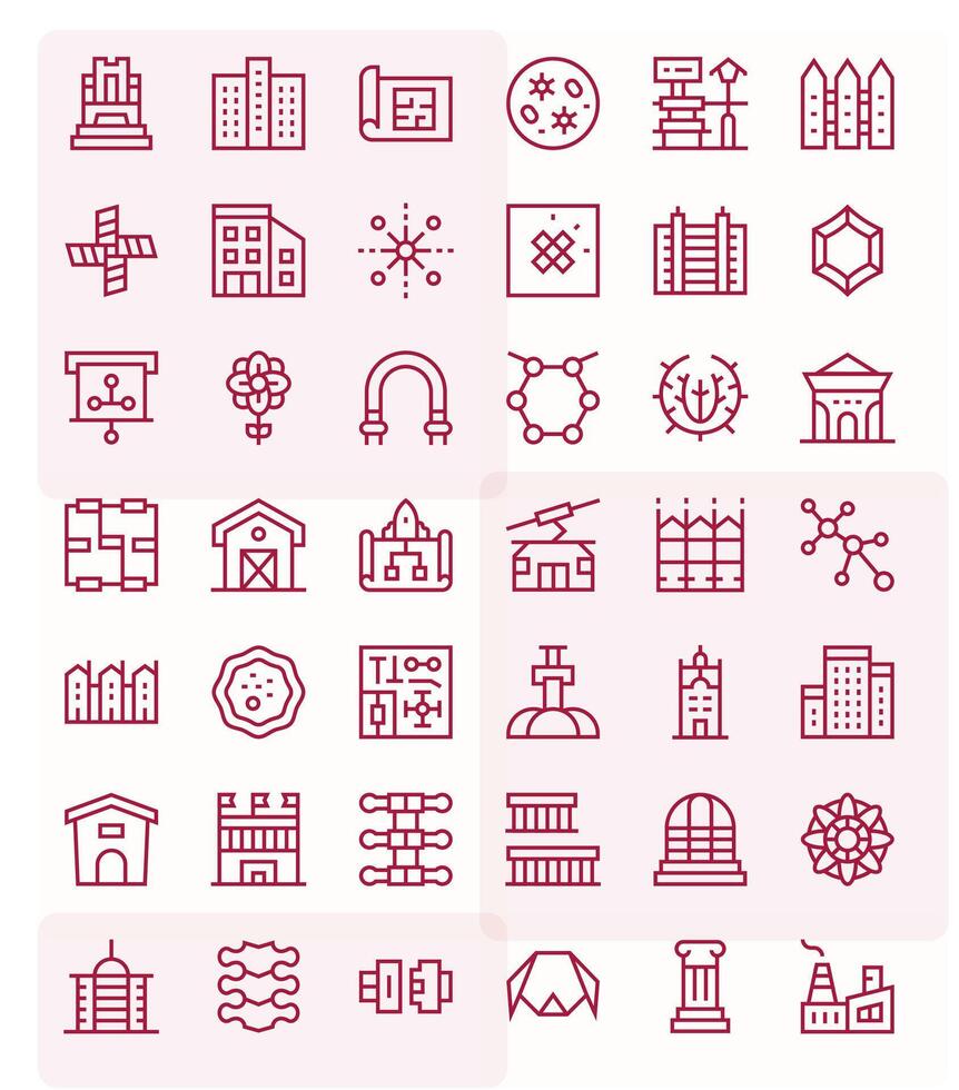 42 128x128 Regular Line Icons optimized for Structure Pixel Optimized display vector