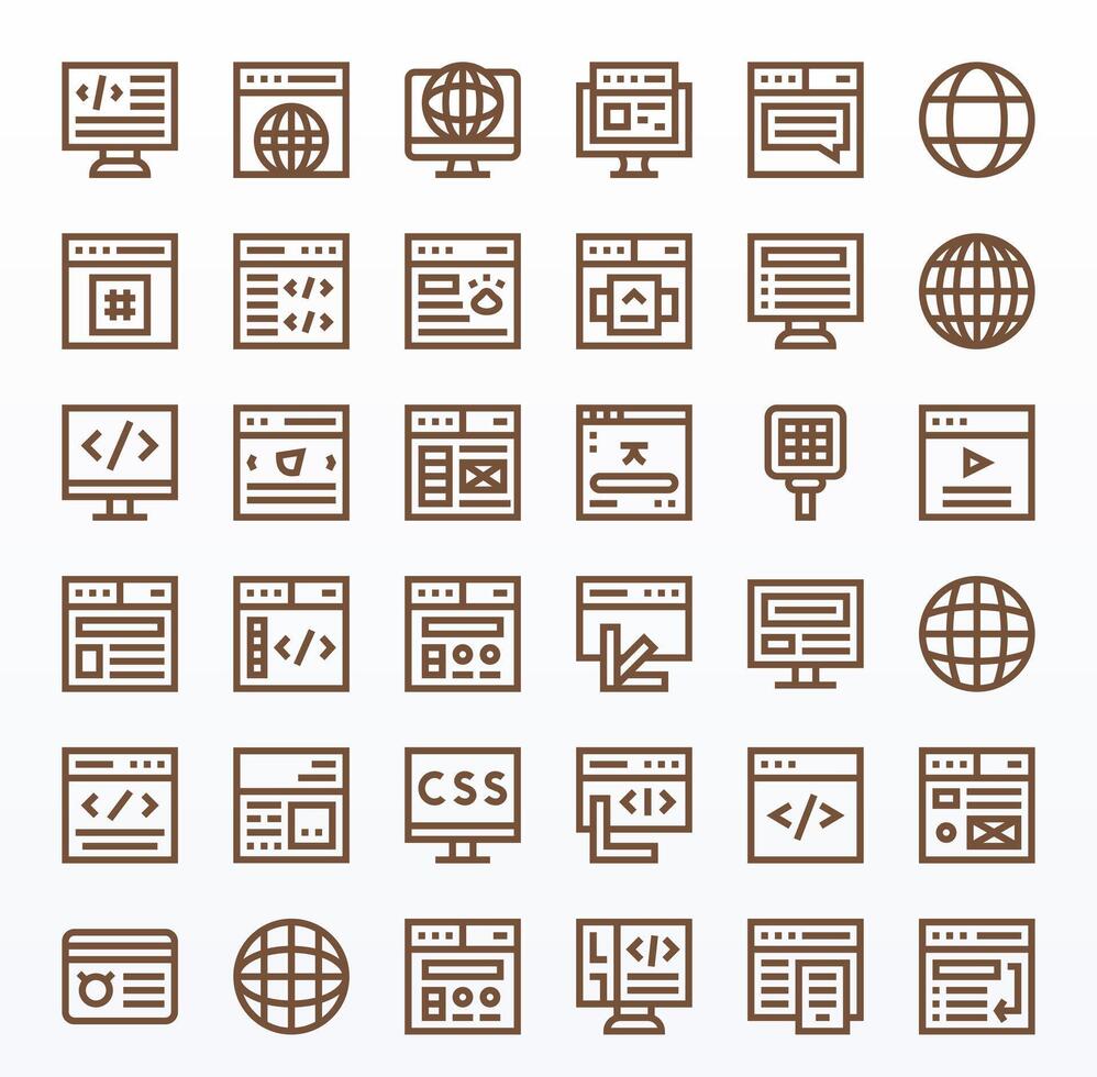 Browser Graphics featuring 36 Bold Line Pixel Aligned Retina Ready Designs vector