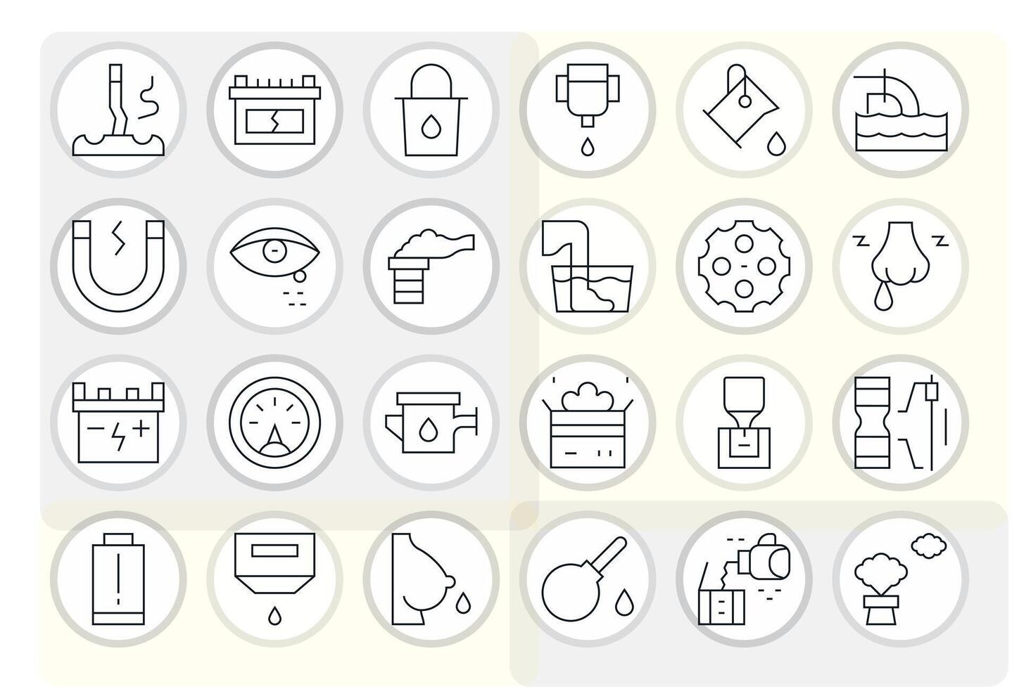 24 Thin Line Grid Fitted Icons crafted for Discharge High Resolution applications vector