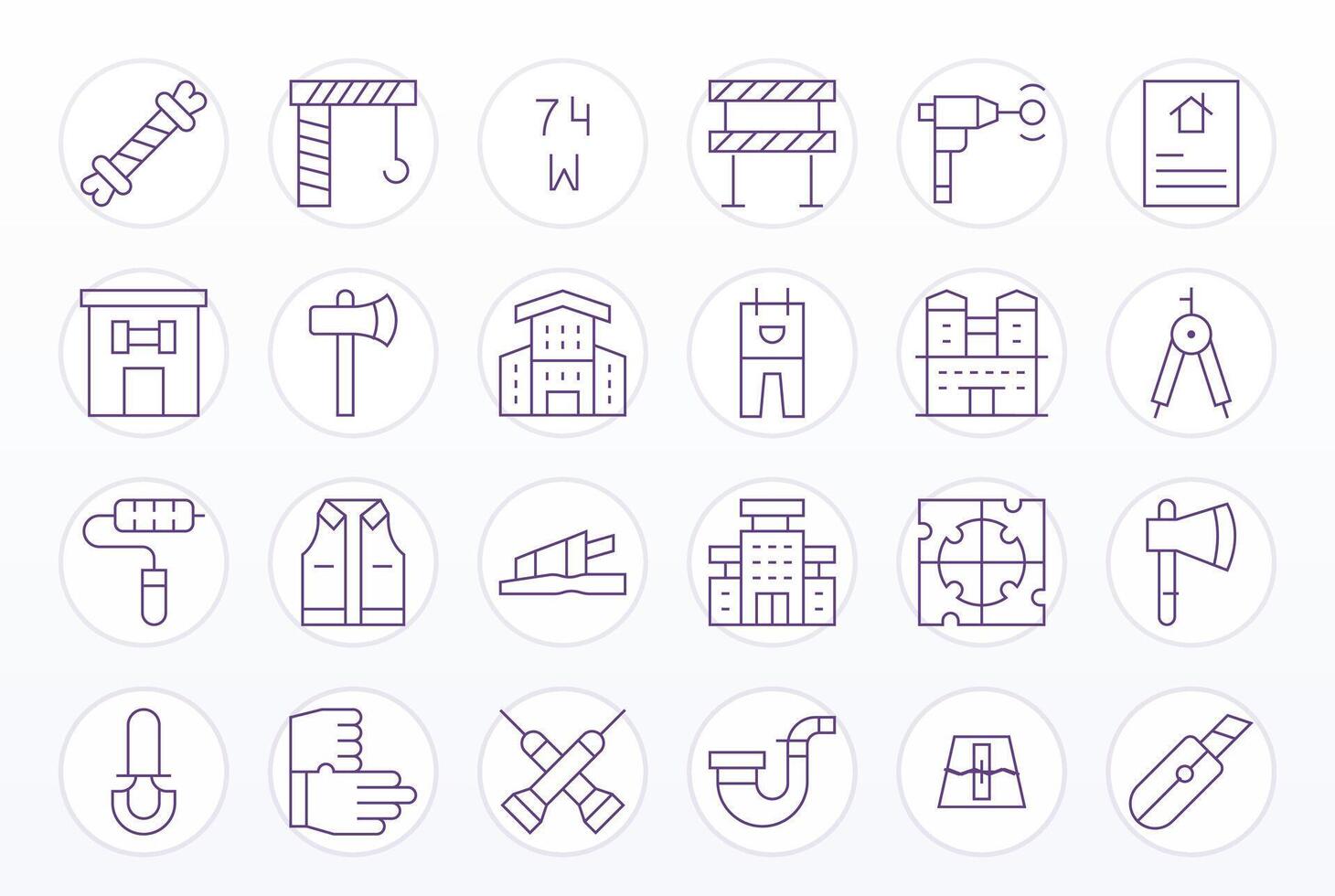 Construction Icon Set with 24 Thin Line 256x256 PIXEL Perfect Graphics vector