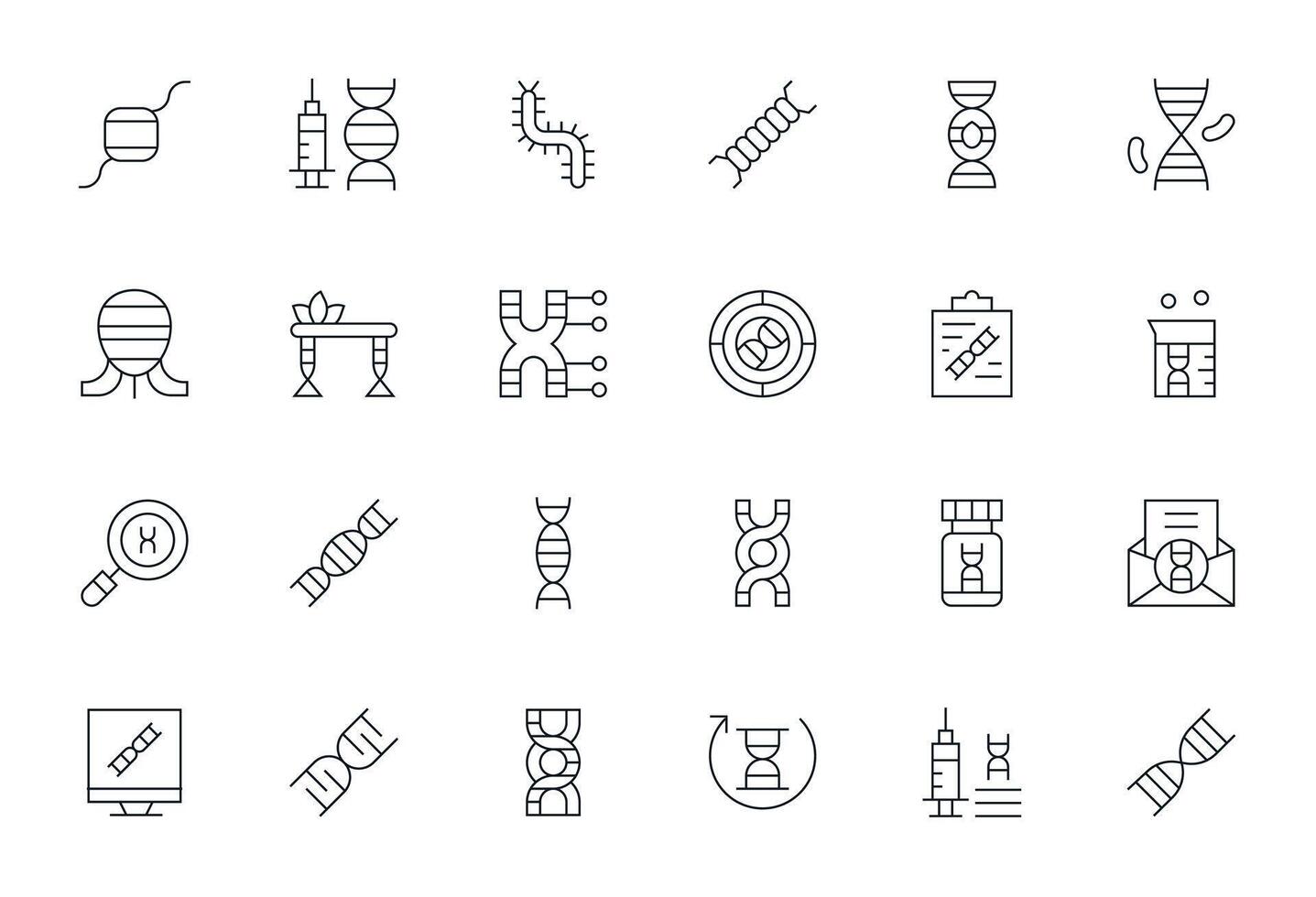Gene PIXEL Perfect Set with 24 High Resolution Thin Line Icons vector