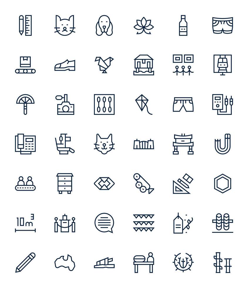 Line Complete Package with 42 256x256 Regular Line PIXEL Perfect Icons vector