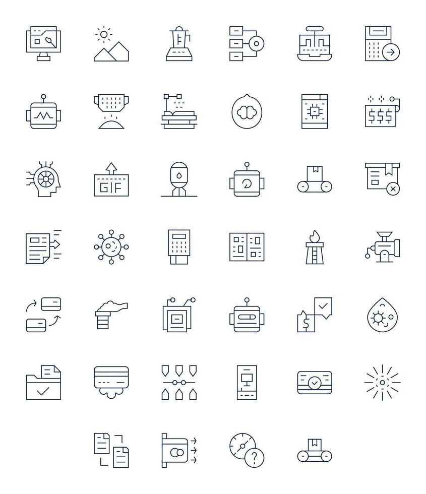 40 Delgado línea píxel optimizado alto resolución íconos desde Procesando suite vector