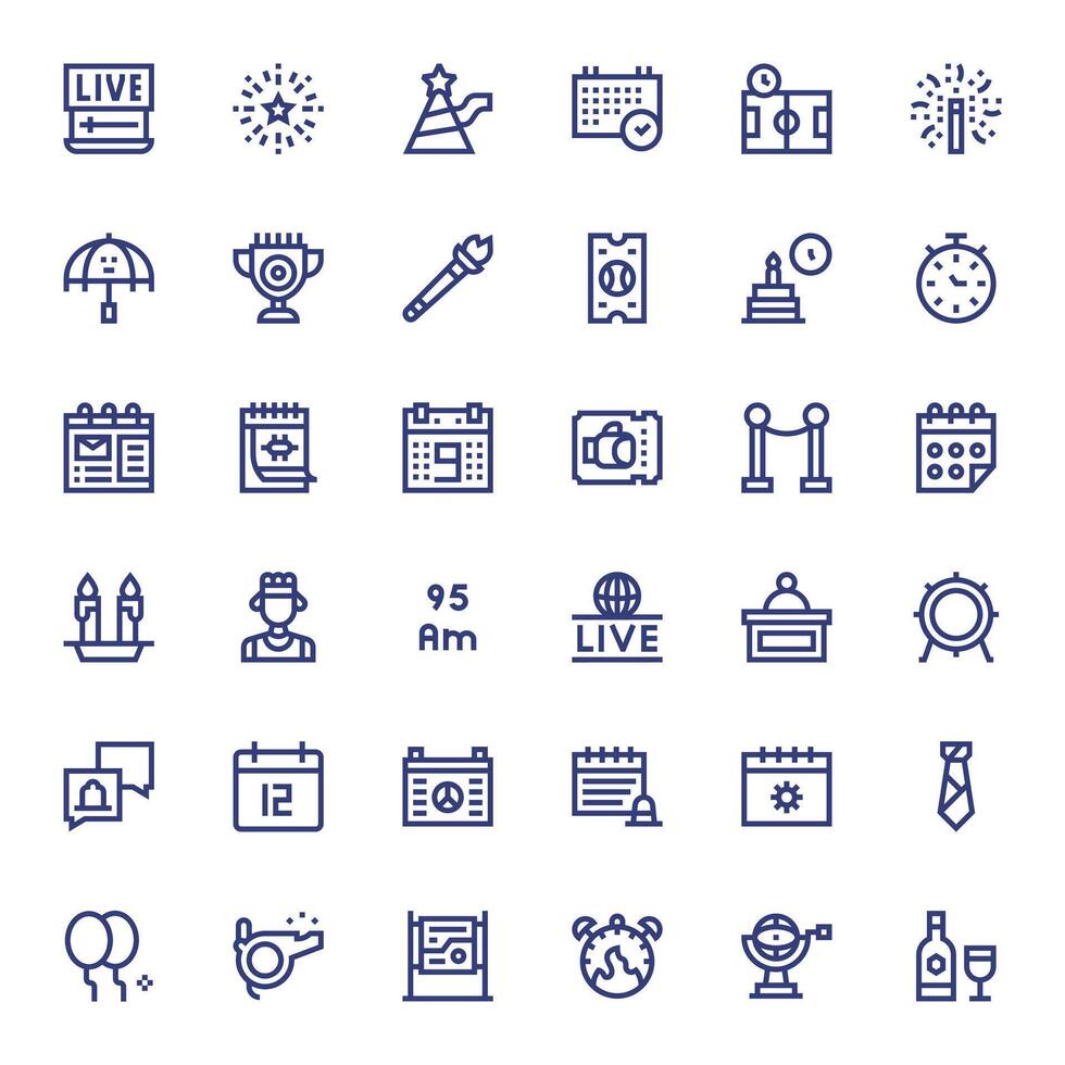 36 Retina Ready Bold Line Pixel Aligned Icons for Event Projects vector