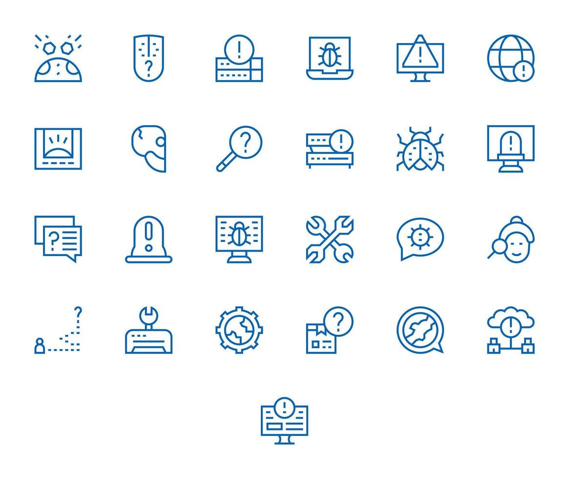 25 Pixel Optimized Icons themed around Troubleshooting in High Resolution Regular Line format vector