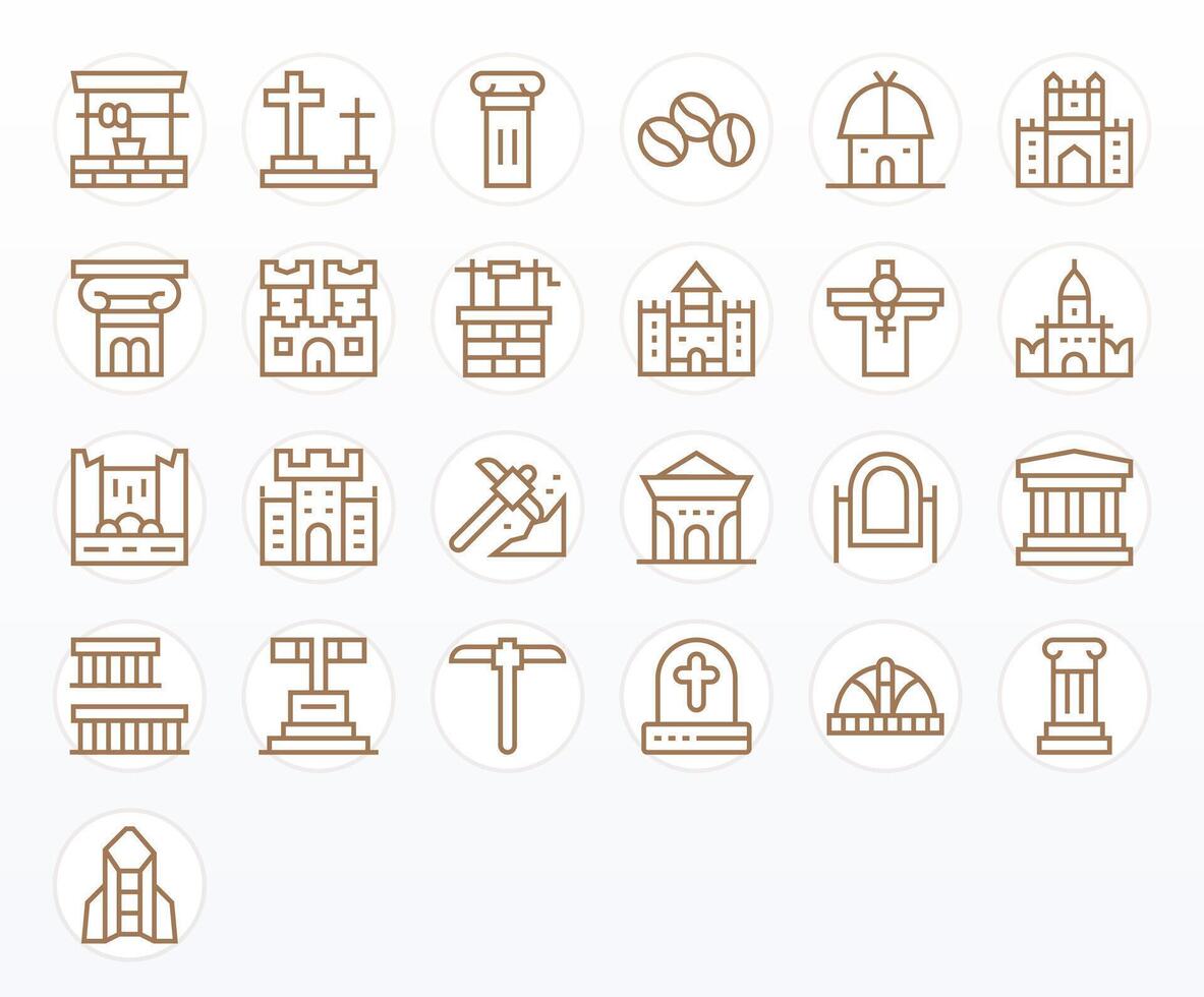 Roca icono caja de herramientas presentando 25 píxel Perfecto alto resolución regular línea elementos vector