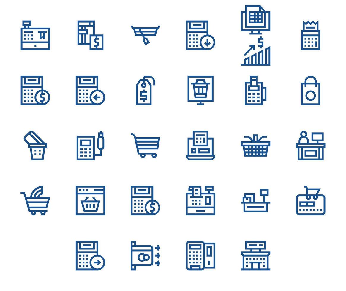 28 Bold Line Pixel Optimized Icons tailored for Checkout 128x128 interface vector