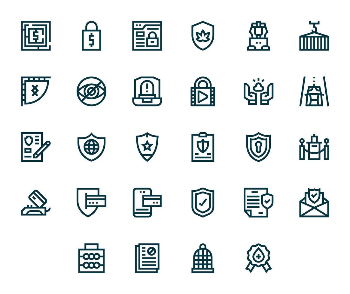 Secure Design Icons featuring 28 Editable Bold Line Style vector