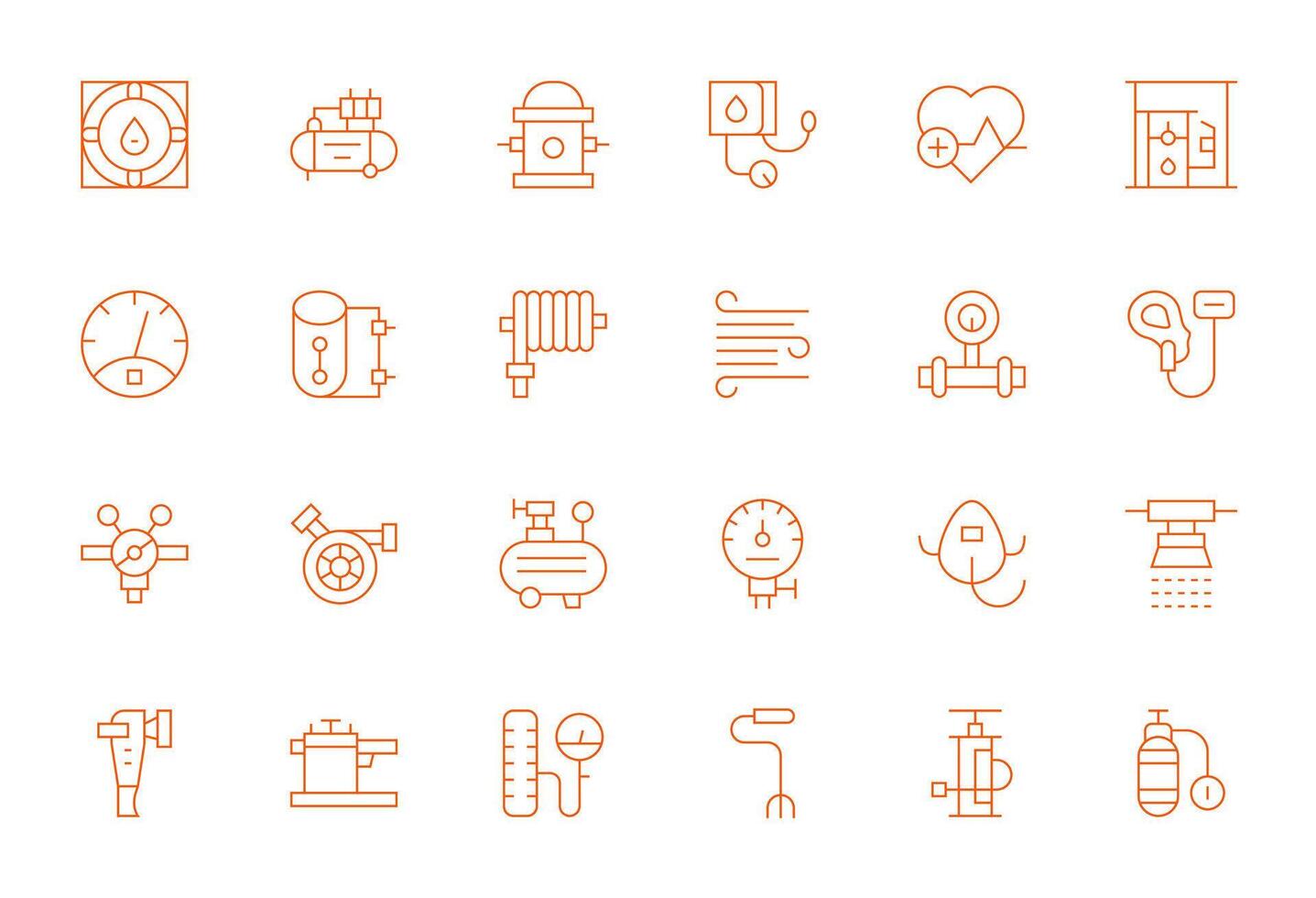 24 Thin Line Icons for Pressure in crisp High Resolution Pixel Optimized resolution vector